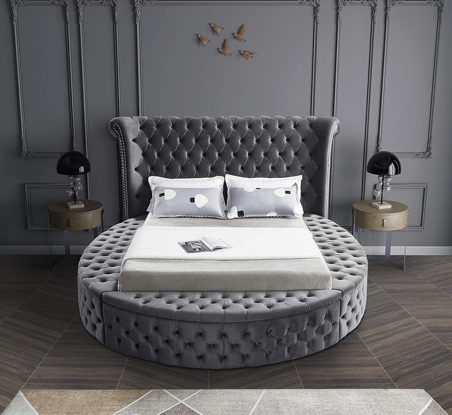 Meridian Furniture Luxus Gray Velvet King Bed