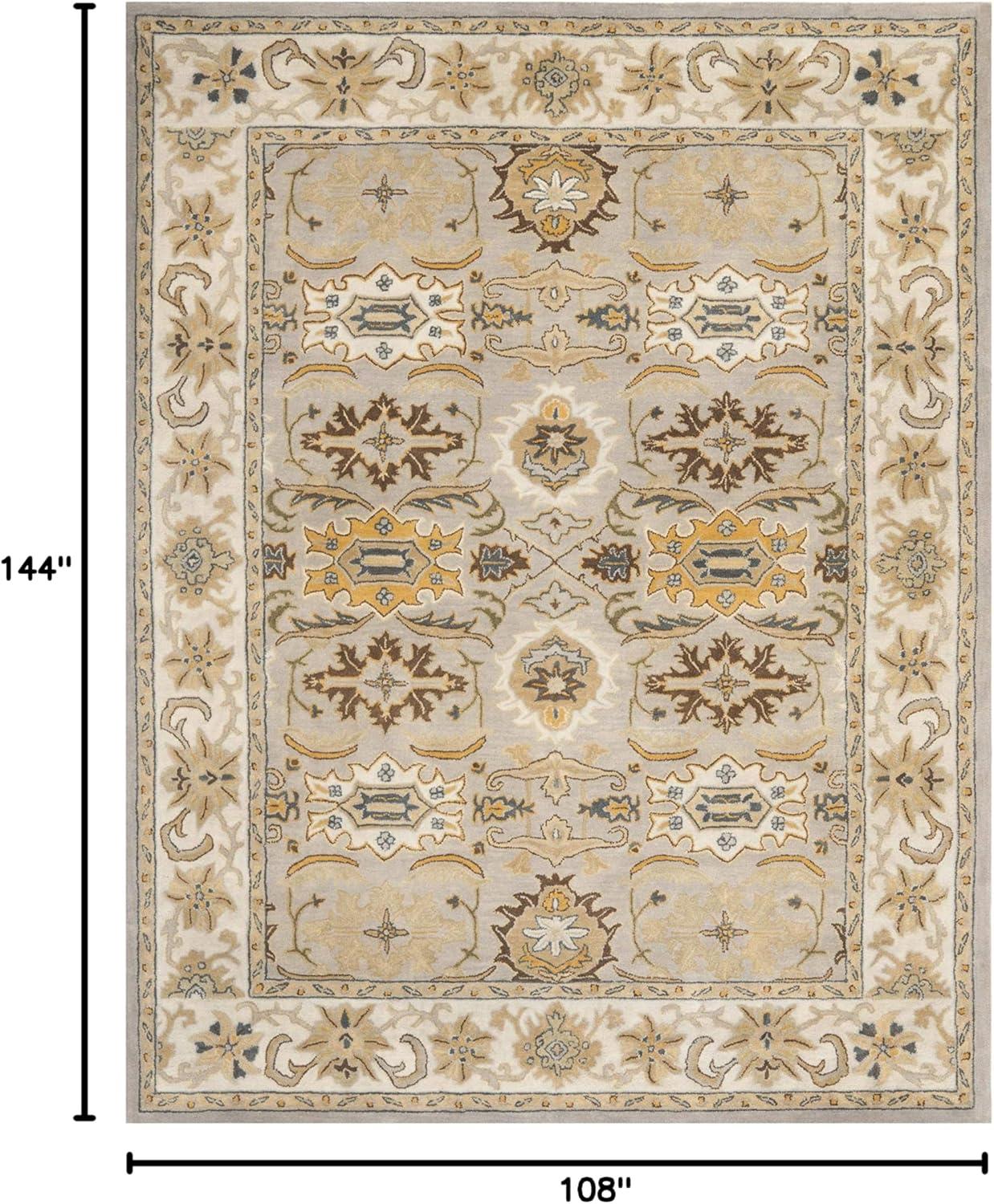 SAFAVIEH Heritage Giles Traditional Wool Area Rug, Light Grey/Grey, 9' x 12'