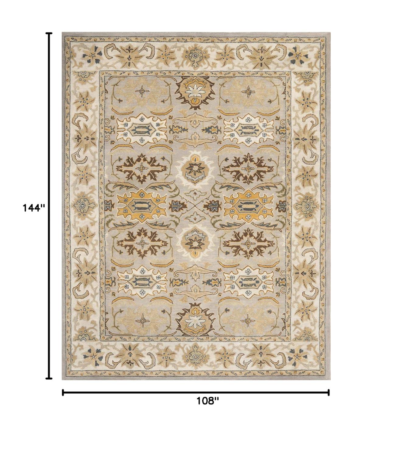 SAFAVIEH Heritage Giles Traditional Wool Area Rug, Light Grey/Grey, 9' x 12'