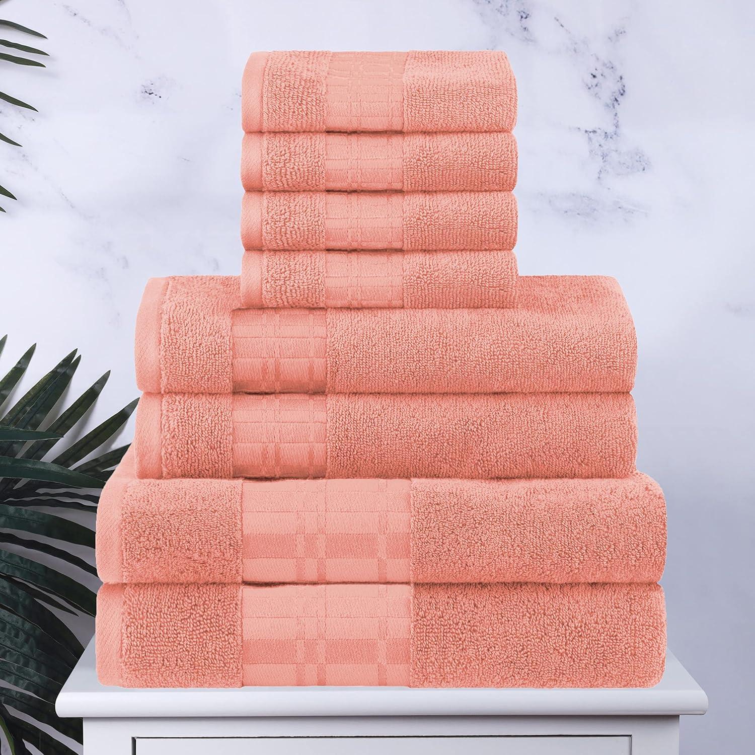 Superior Larissa 8-Piece Cotton Embroidered Towel Set, Coral