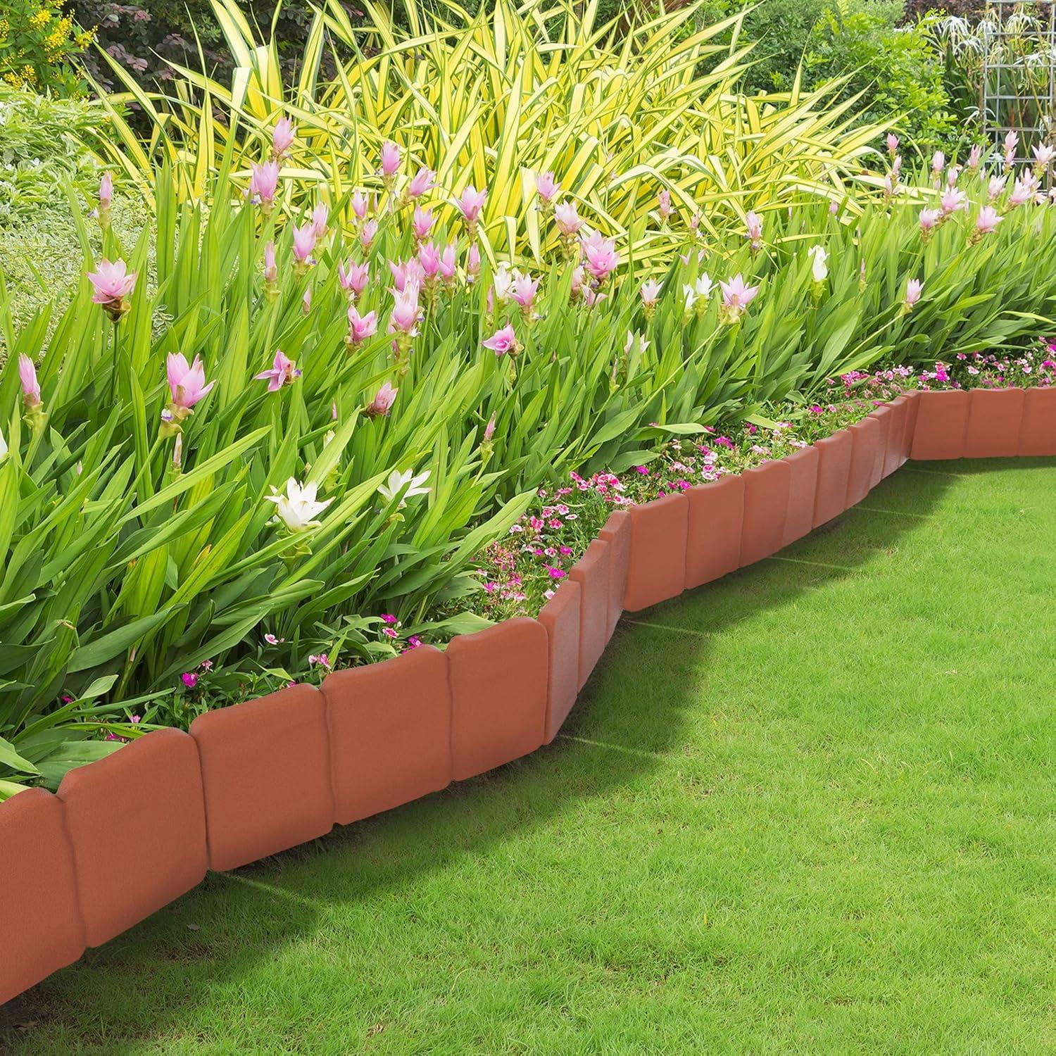 Pure Garden 50-LG5095 Garden Edging Stone-Look Border, Terracotta