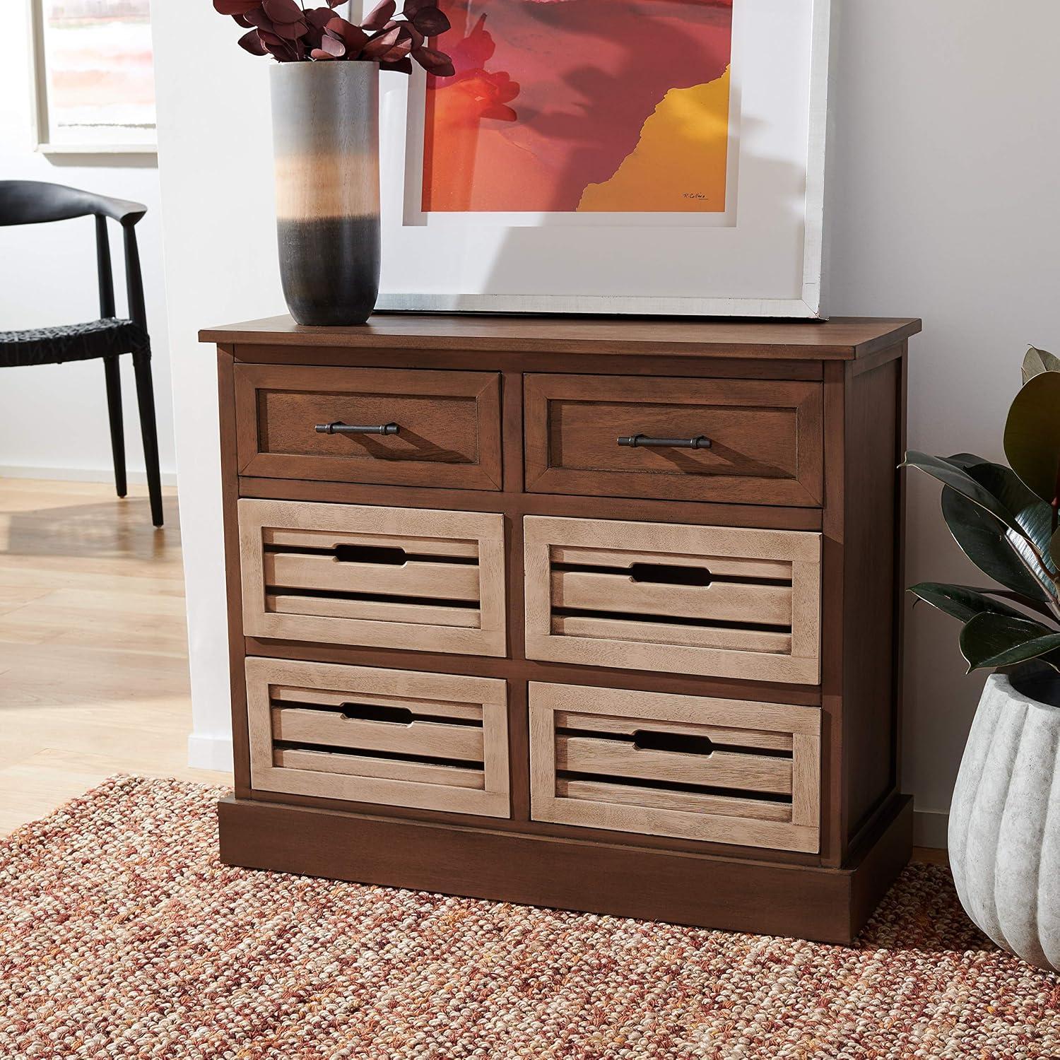 Briar Brown and Sand 6-Drawer Farmhouse Storage Chest