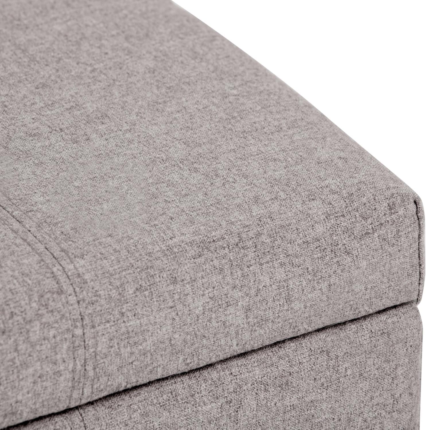 Gray Cloud Tufted Wood Storage Bench Ottoman