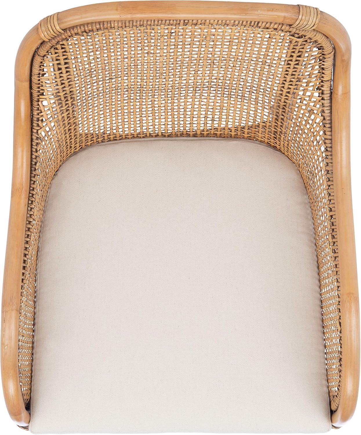 Charlie Rattan Accent Chair W/ Cushion - ACH6514 - White/Honey Brown Wash - Safavieh