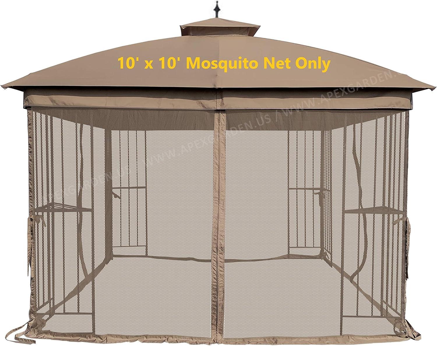 Tan 10' x 10' Gazebo Replacement Mosquito Netting with Zippers