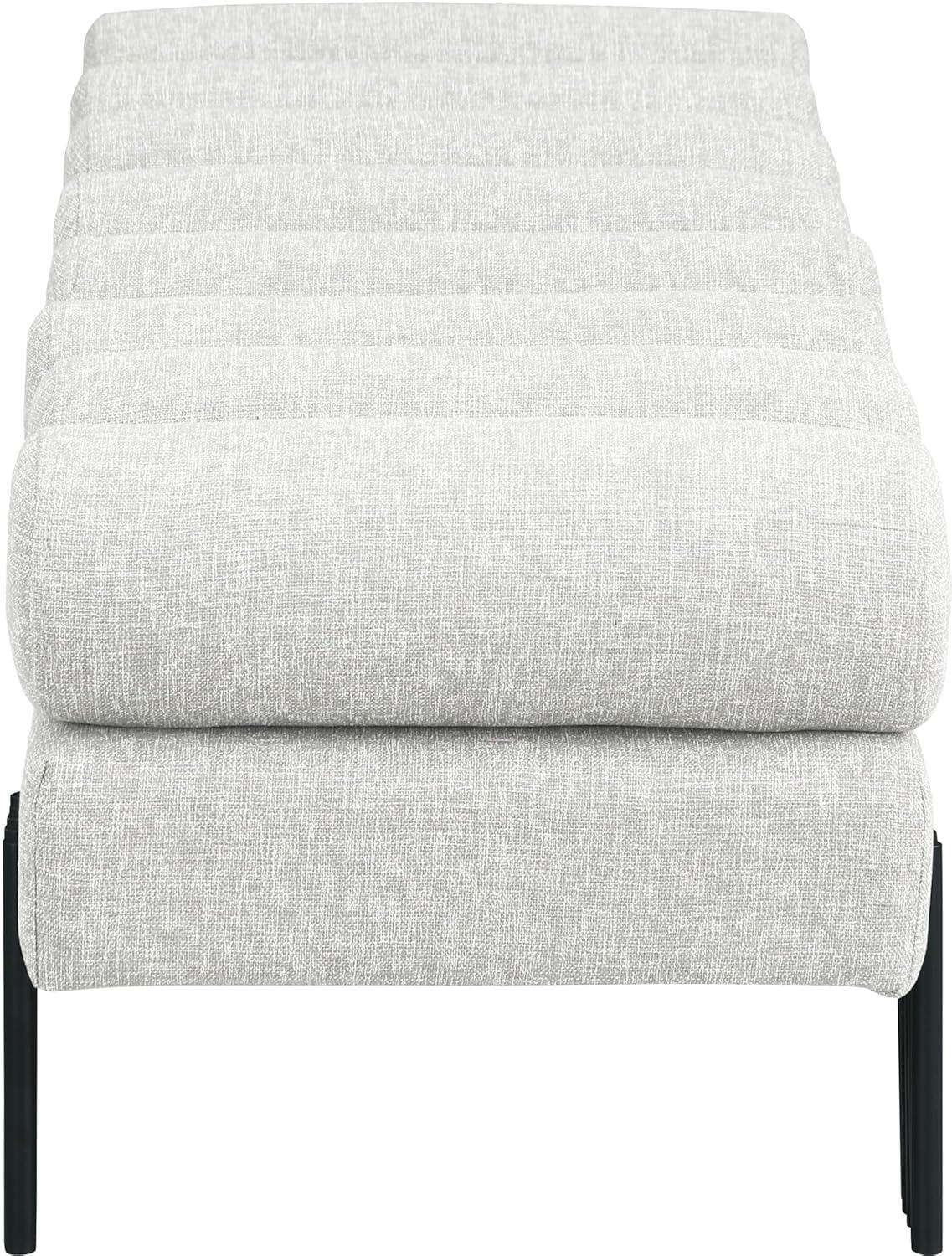 Meridian Furniture Akeela Cream Linen Textured Fabric Bench