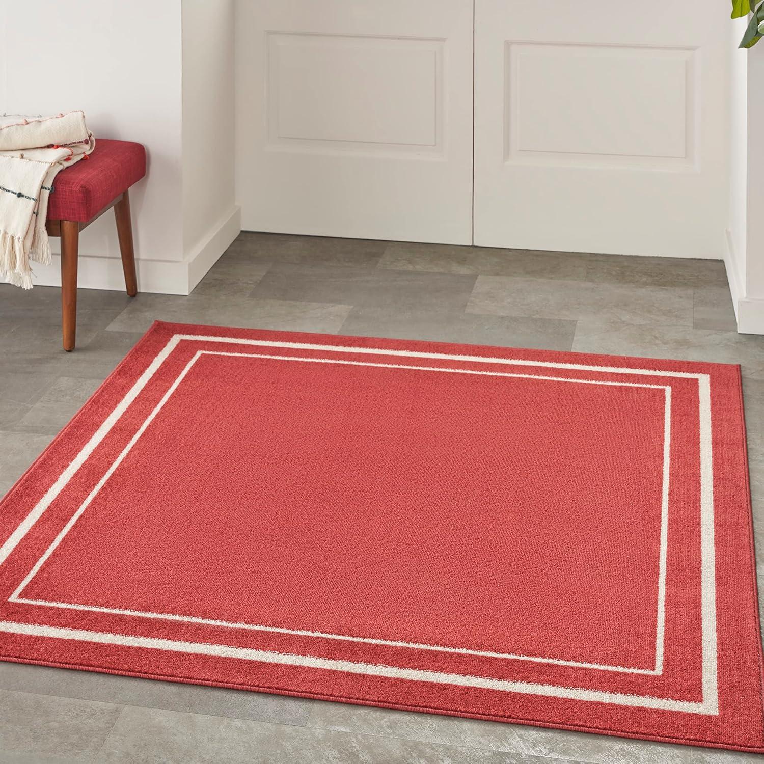 Nourison Essentials 5' x square Brick/Ivory Contemporary Indoor/Outdoor Rug