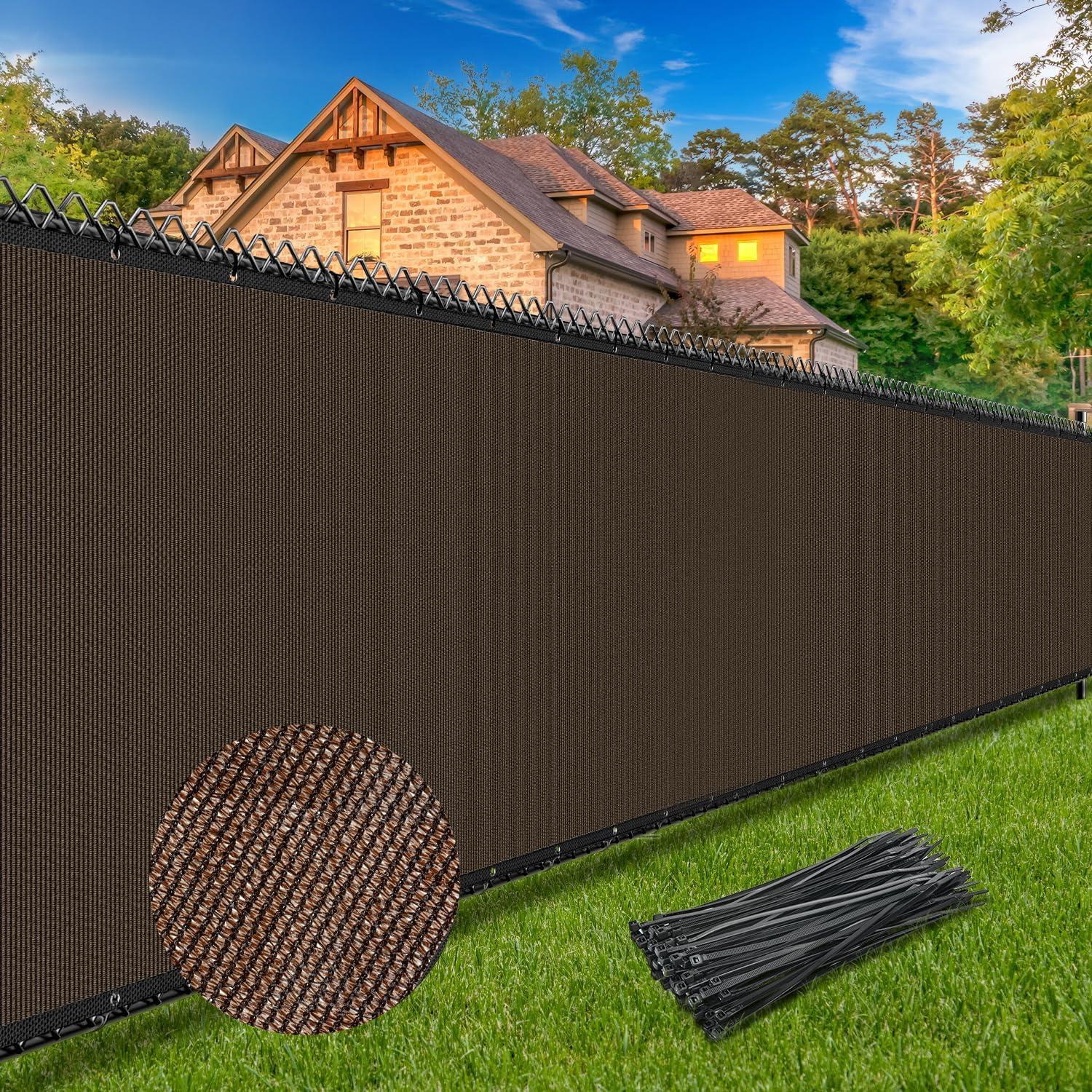 Brown 6FT x 50FT Heavy Duty Privacy Fence Screen with Copper Grommets