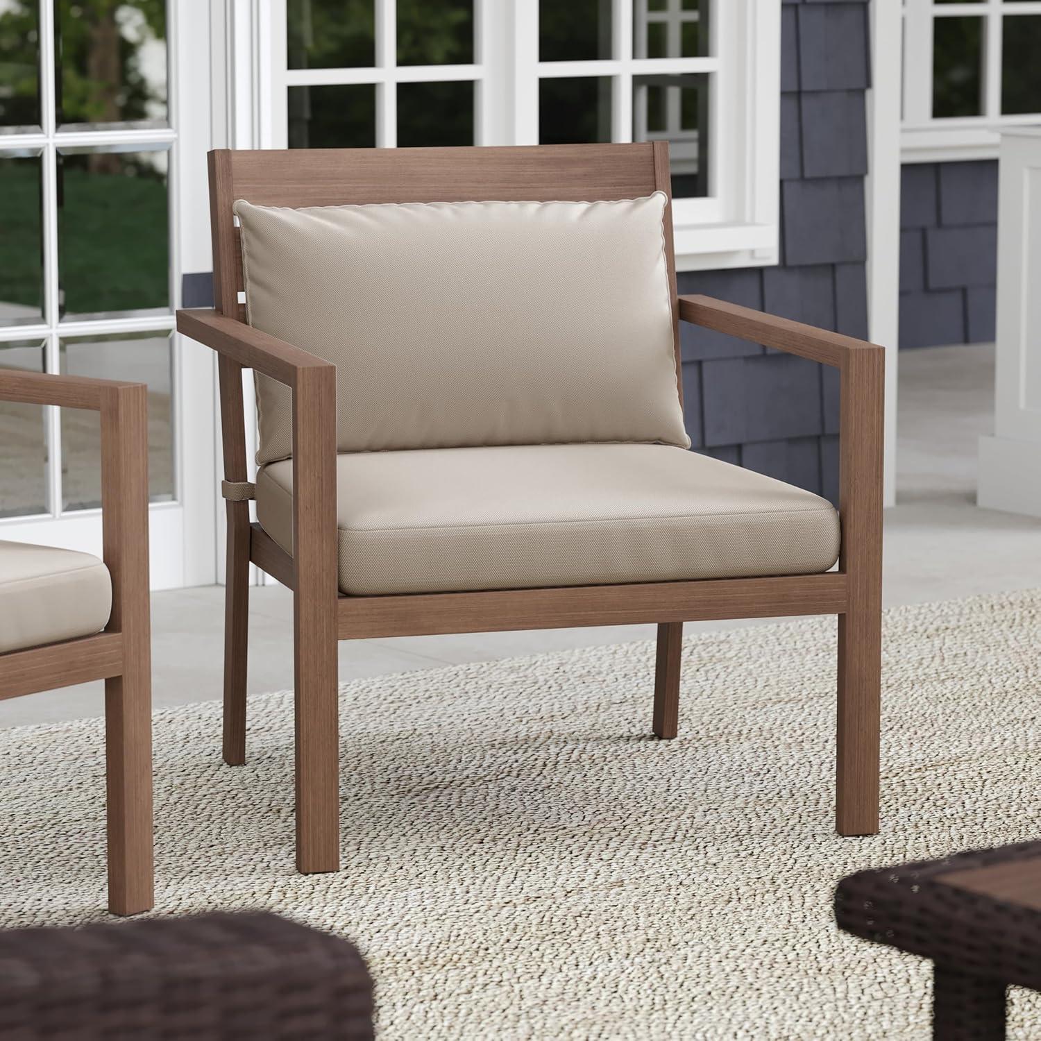 Martha Stewart Martha Stewart Bedford All-Weather Patio Accent Chairs with Seat and Lumbar Cushions (Set of 2)