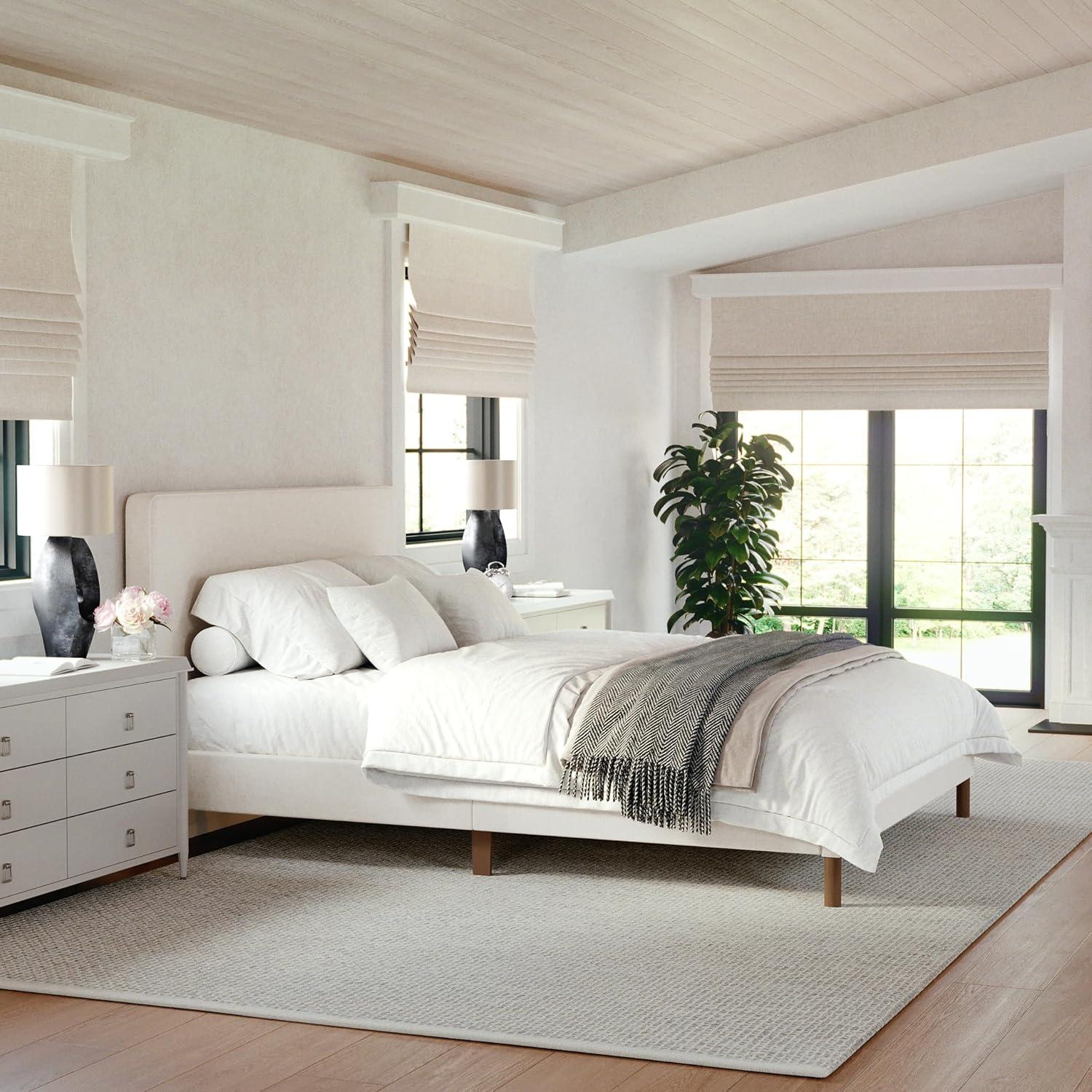 Martha Stewart Martha Stewart Britta Upholstered Platform Bed With Piped Detail Headboard