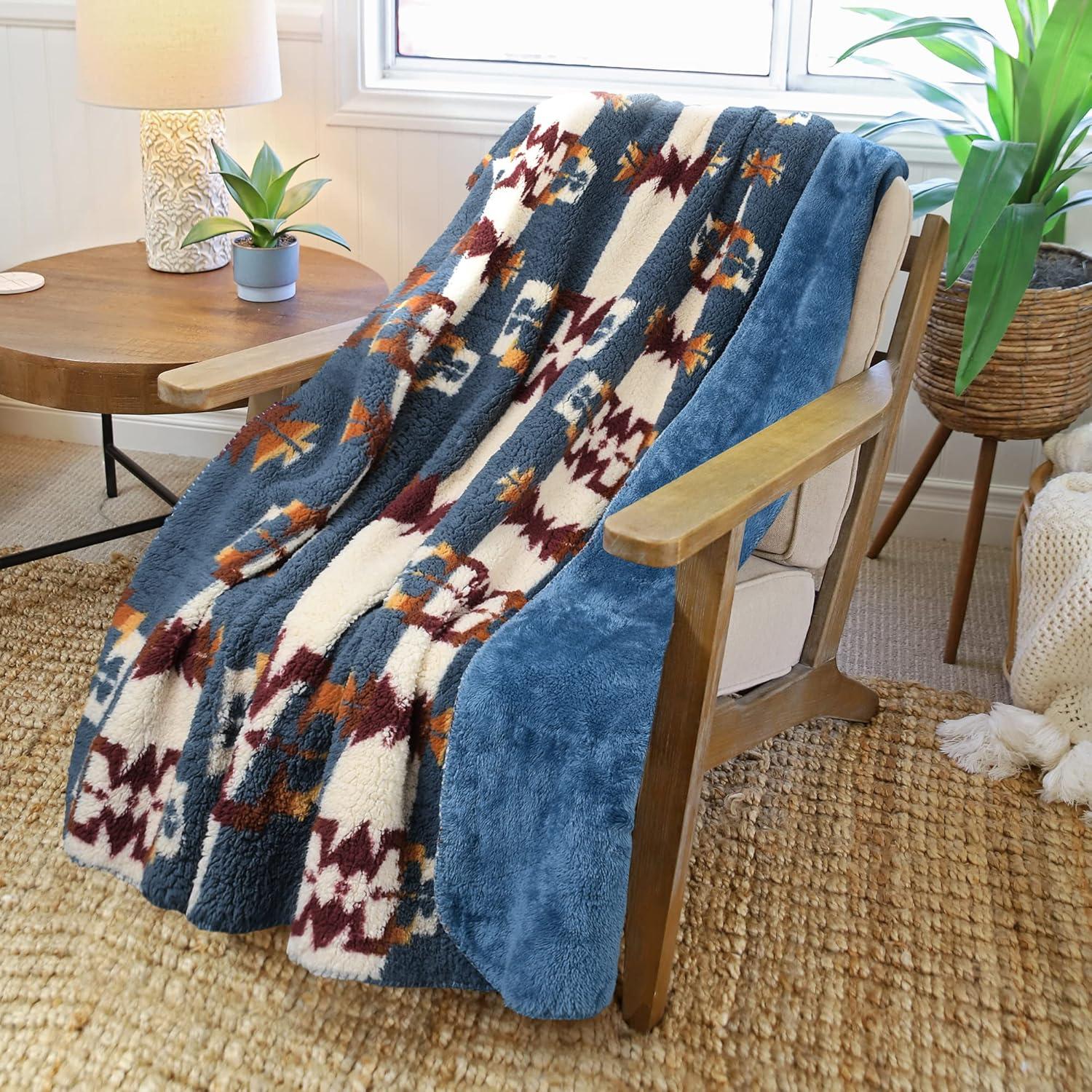 Southwest Throw Blanket, Aztec Blanket for Couch or Room Decor, Reversible Comfy Fluffy Blanket, Gift Blanket, 50 x 60 inches