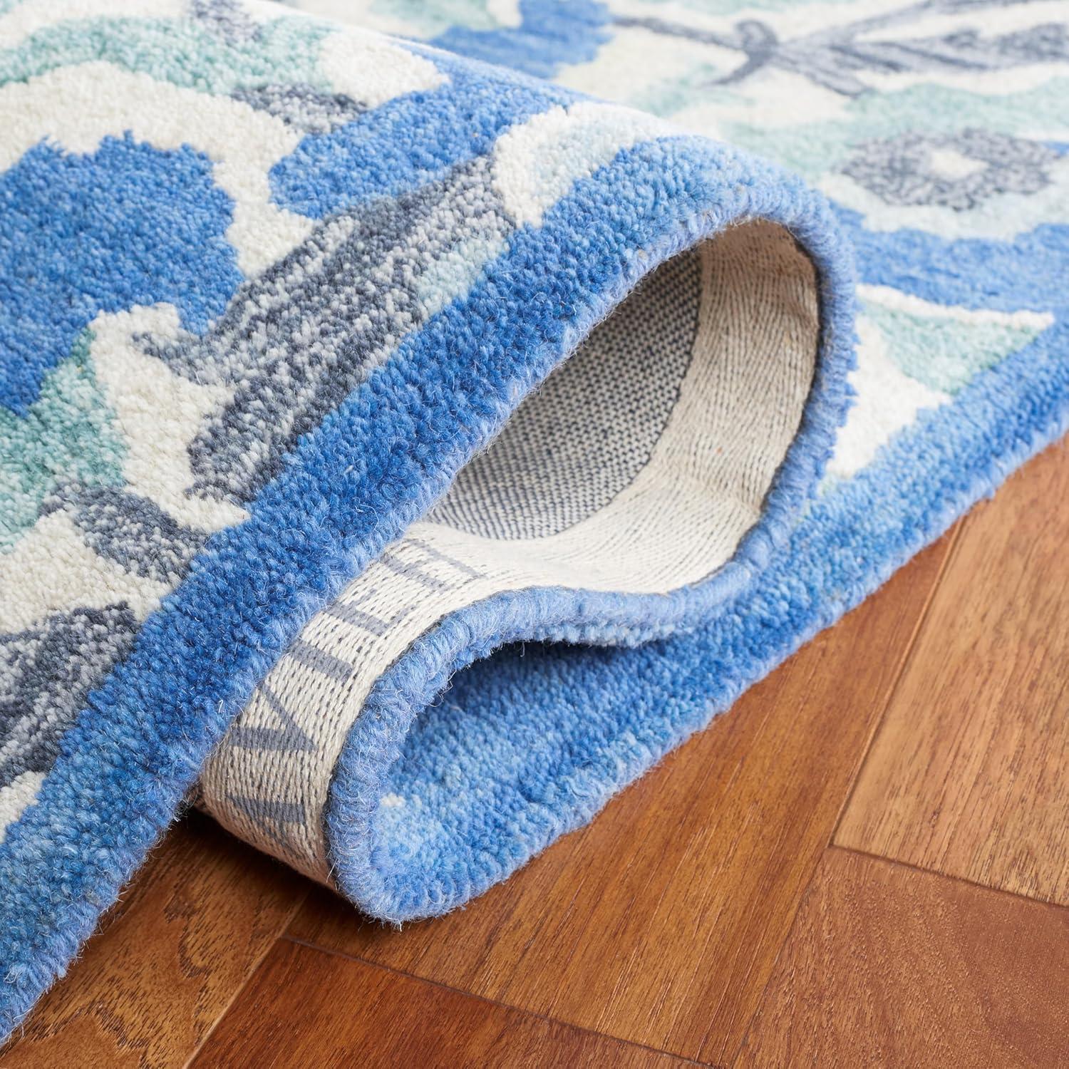 Antiquity AT59 Hand Tufted Area Rug - Ivory/Blue - 5'x8' - Safavieh.