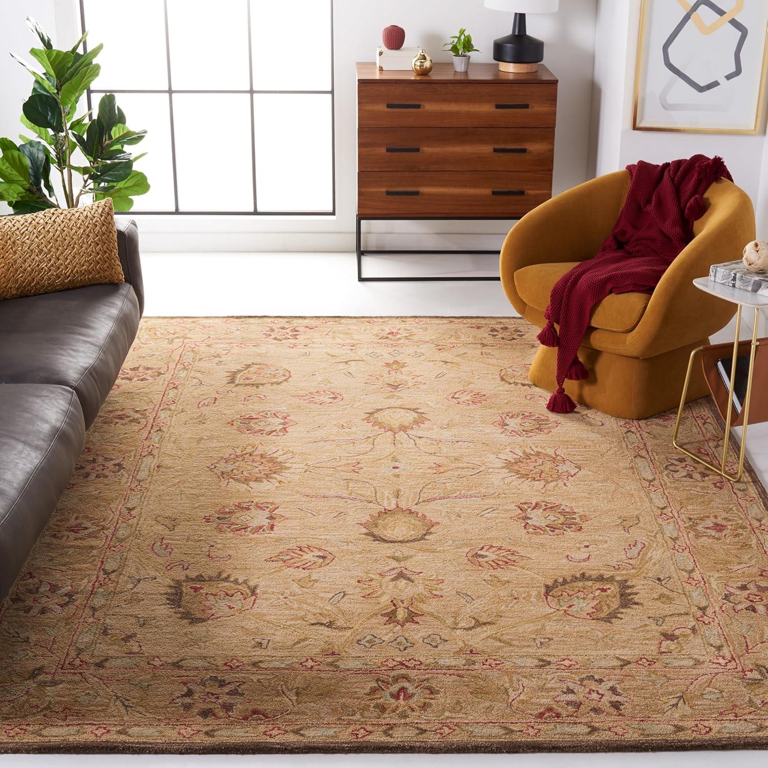 SAFAVIEH Anatolia Venice Floral Wool Area Rug, Beige/Beige, 9'6" x 13'6"