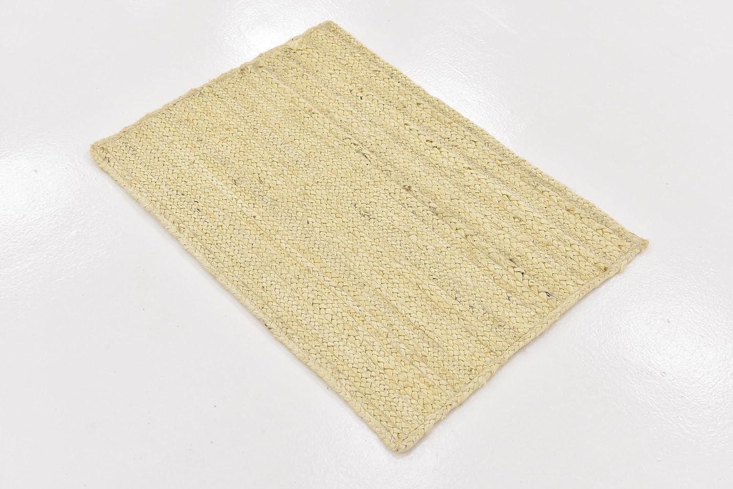 Unique Loom 2'x3' Braided Jute Dhaka White Indoor Area Rug