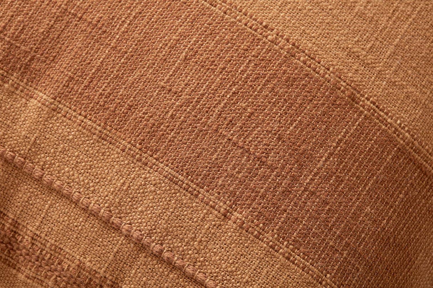 Rust Striped Cotton 18'' x 18'' Throw Pillow with Poly Insert