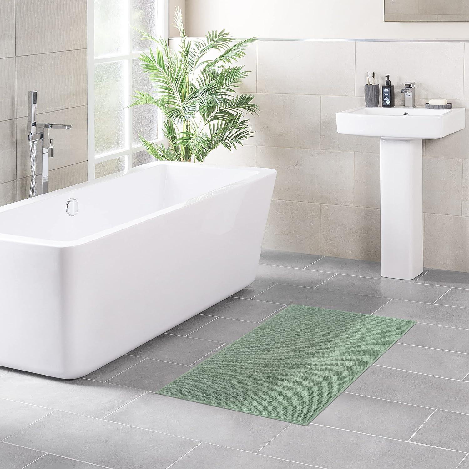 American Soft Linen 100% Cotton Turkish Bath Mat Rugs, Slip Resistant Bottom Base Bath Mats for Bathroom