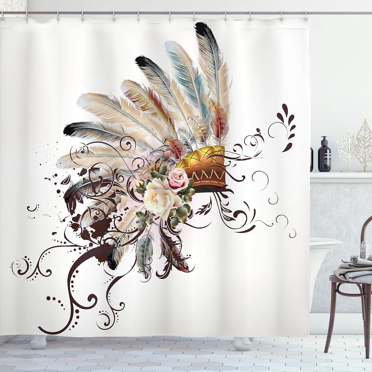 Ambesonne Grey Shower Curtain, Waves Dots Xmas, 69"Wx84"L, Grey White