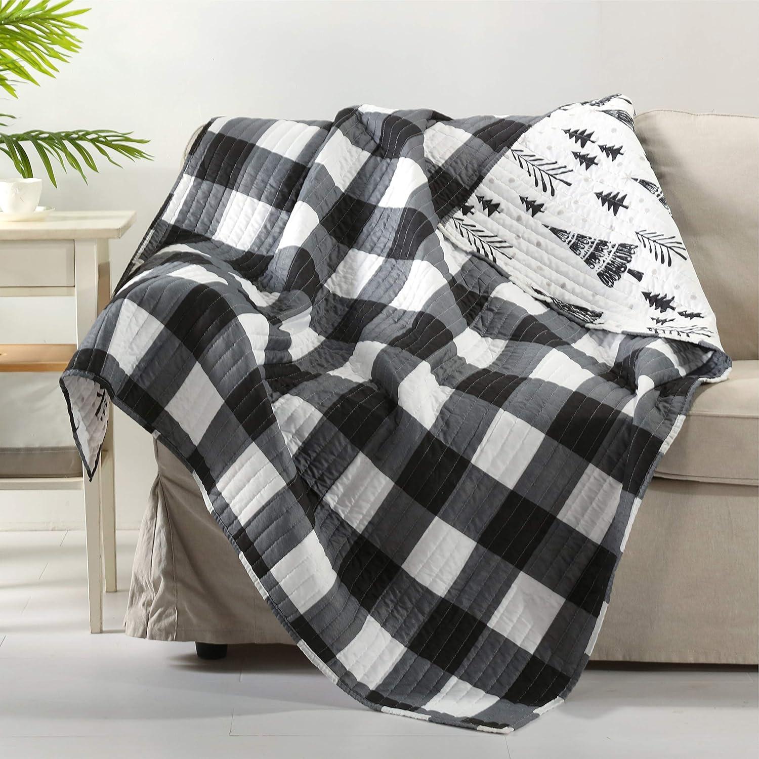 Northern Star Holiday Quilted Throw Black - Levtex Home