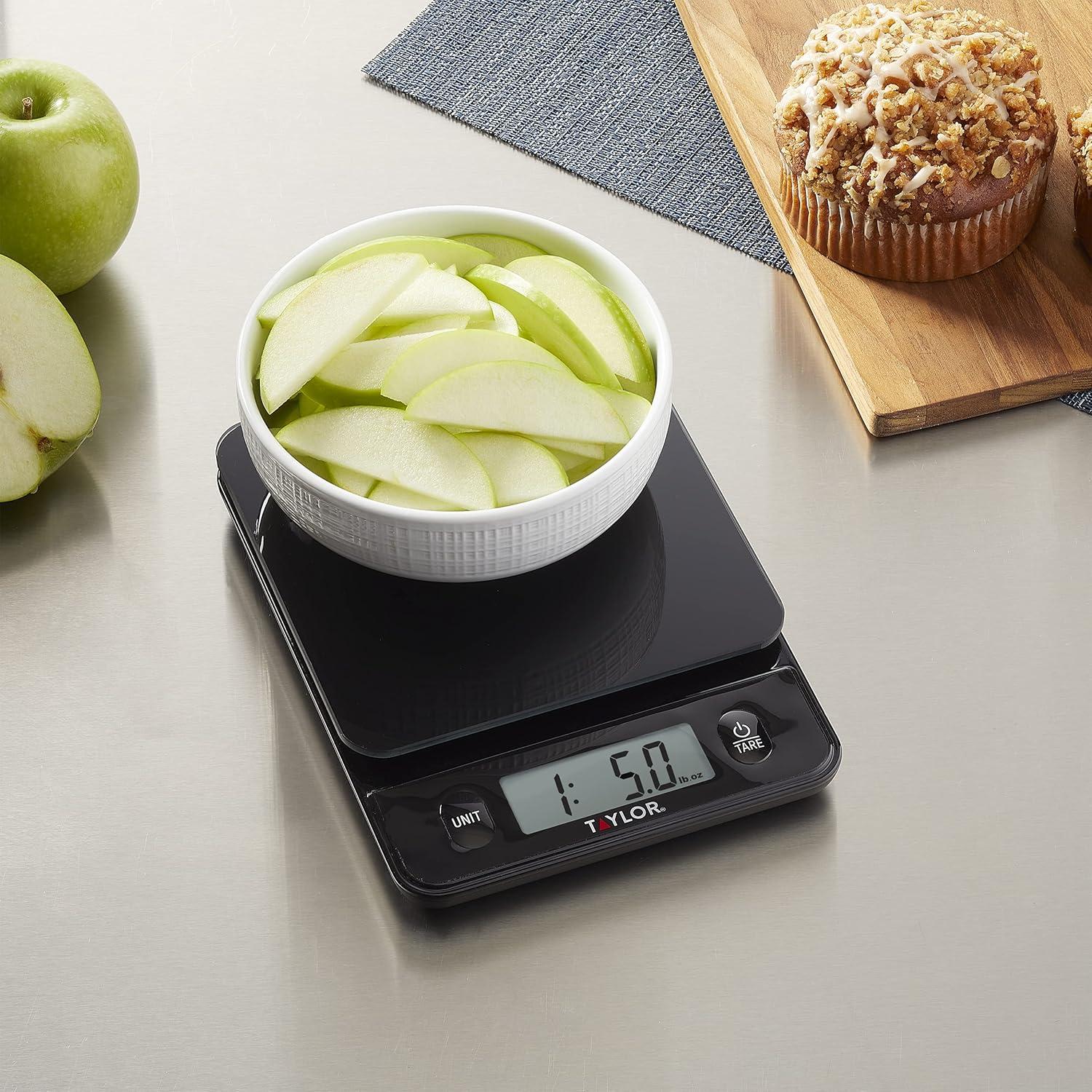 Taylor Digital Kitchen Glass Top 11lb Food Scale Black