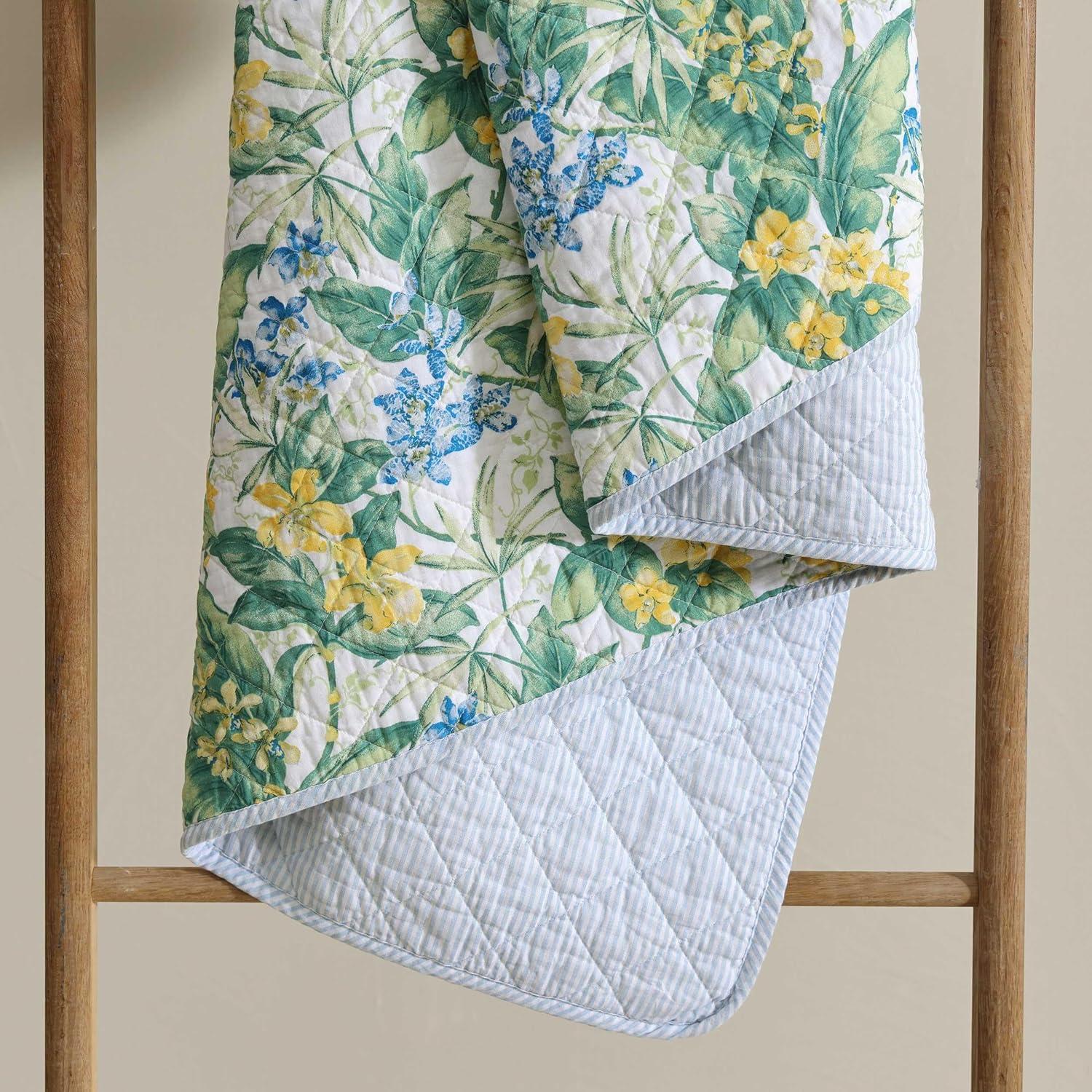 Tommy Bahama Paradise Point Cotton Reversible Green Quilt Set