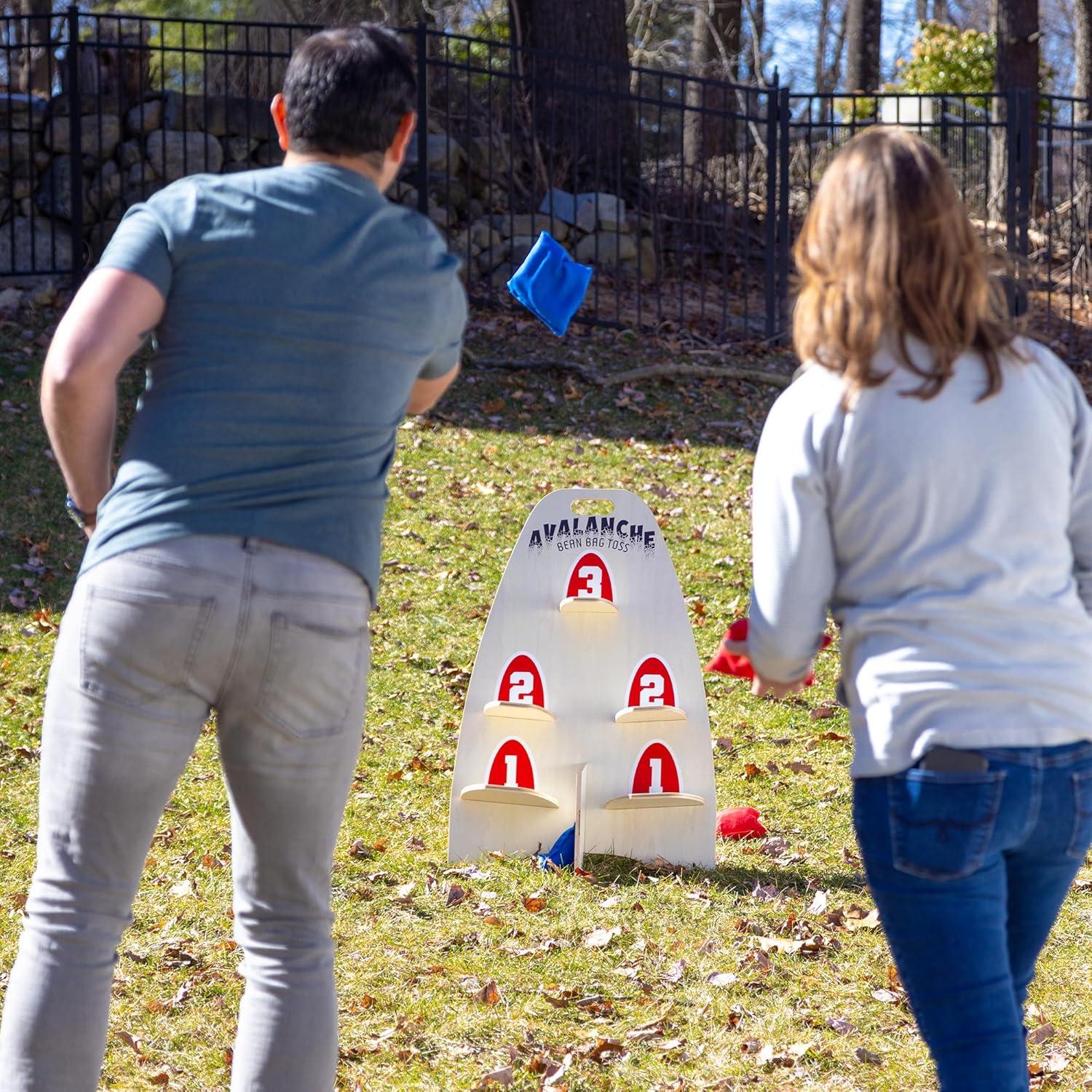 EastPoint Sports 2-in-1 Avalanche Toss and Ring Toss Game, Wooden Outdoor Game, Includes 6 Bean Bags & 6 Rings