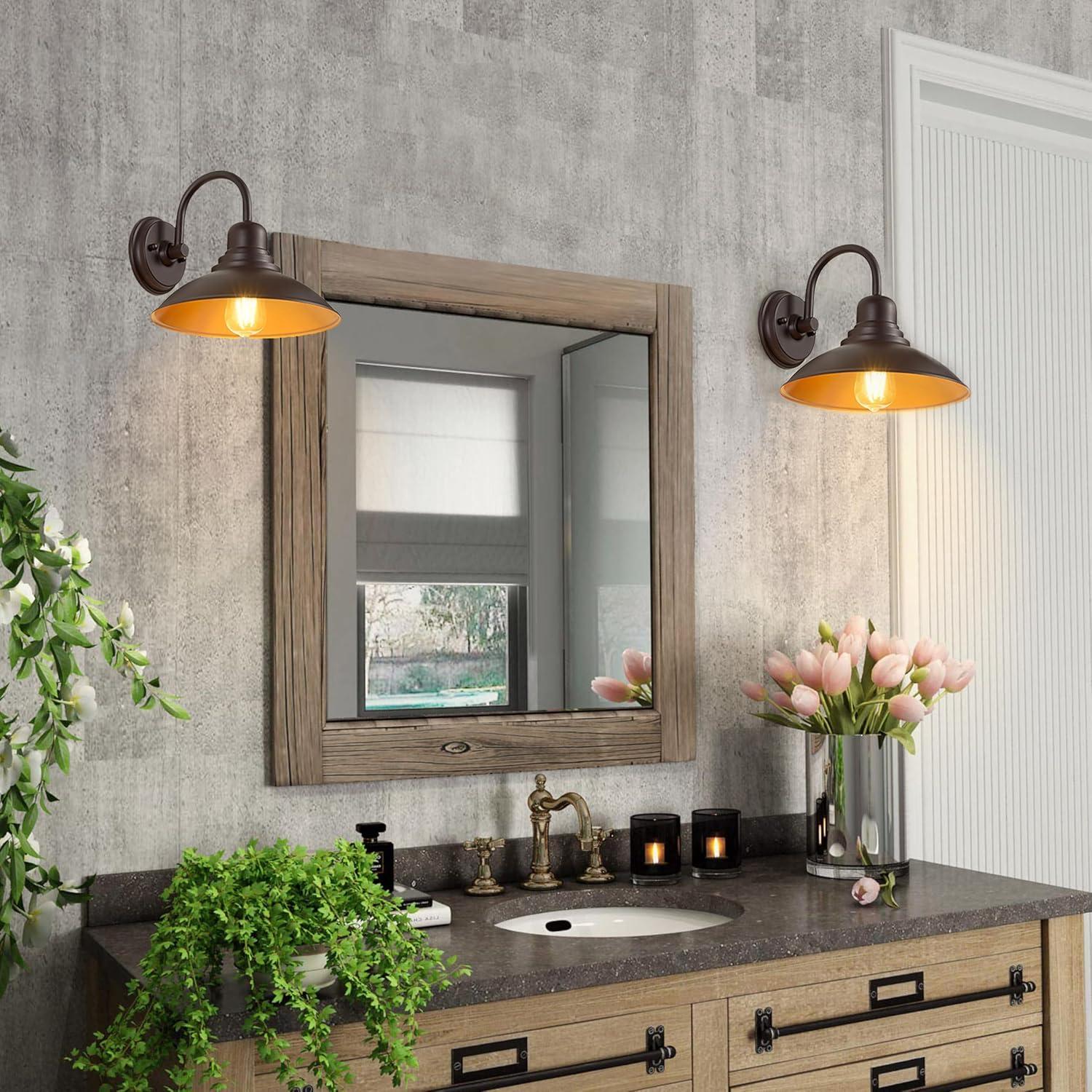 2 Lights Indoor Outdoor Gooseneck Barn Lights