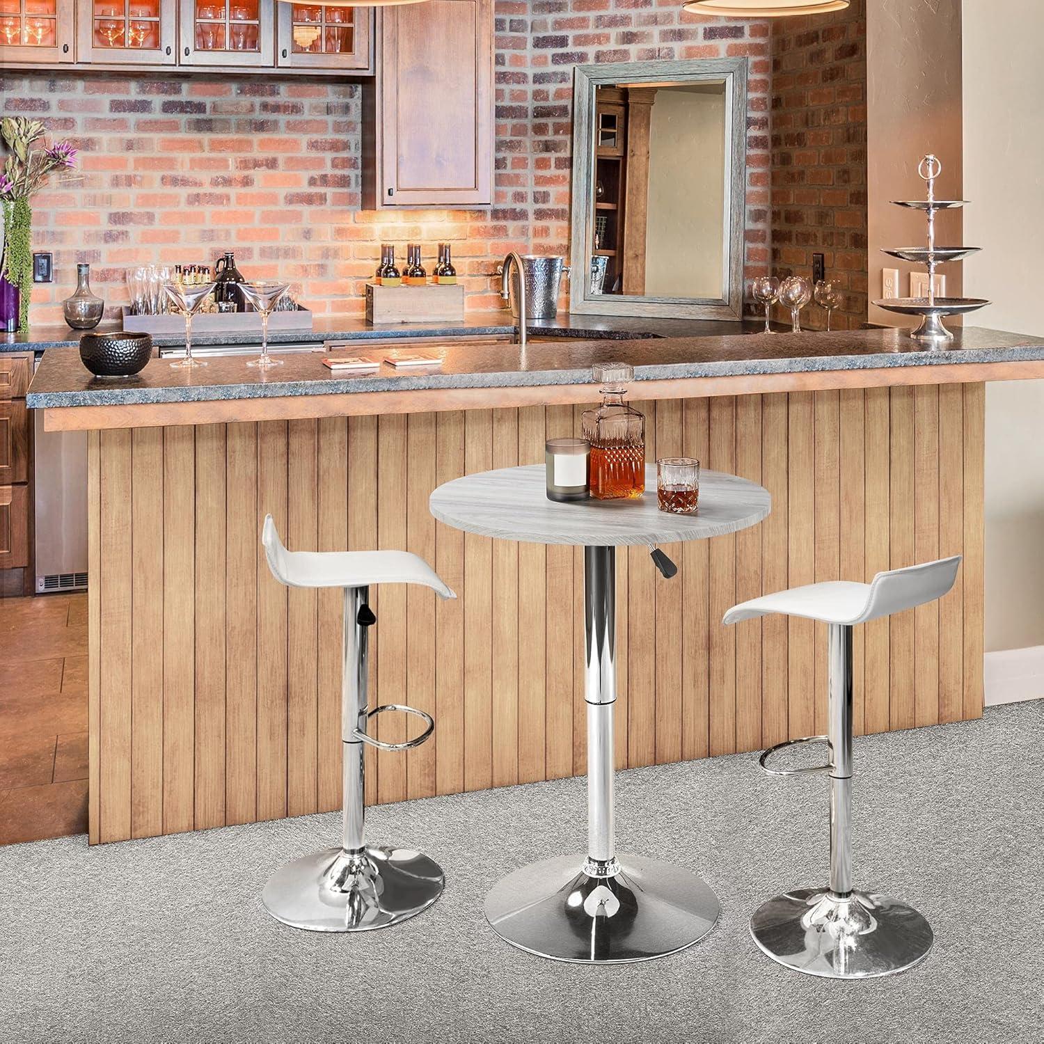 Yaheetech Adjustable Pub Round Table Counter Height Bistro Table w/ 360° Swivel MDF Tabletop