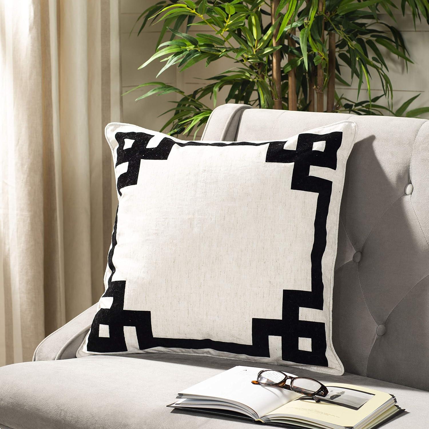 Renti Pillow - Natural/Black - 20"X20" - Safavieh