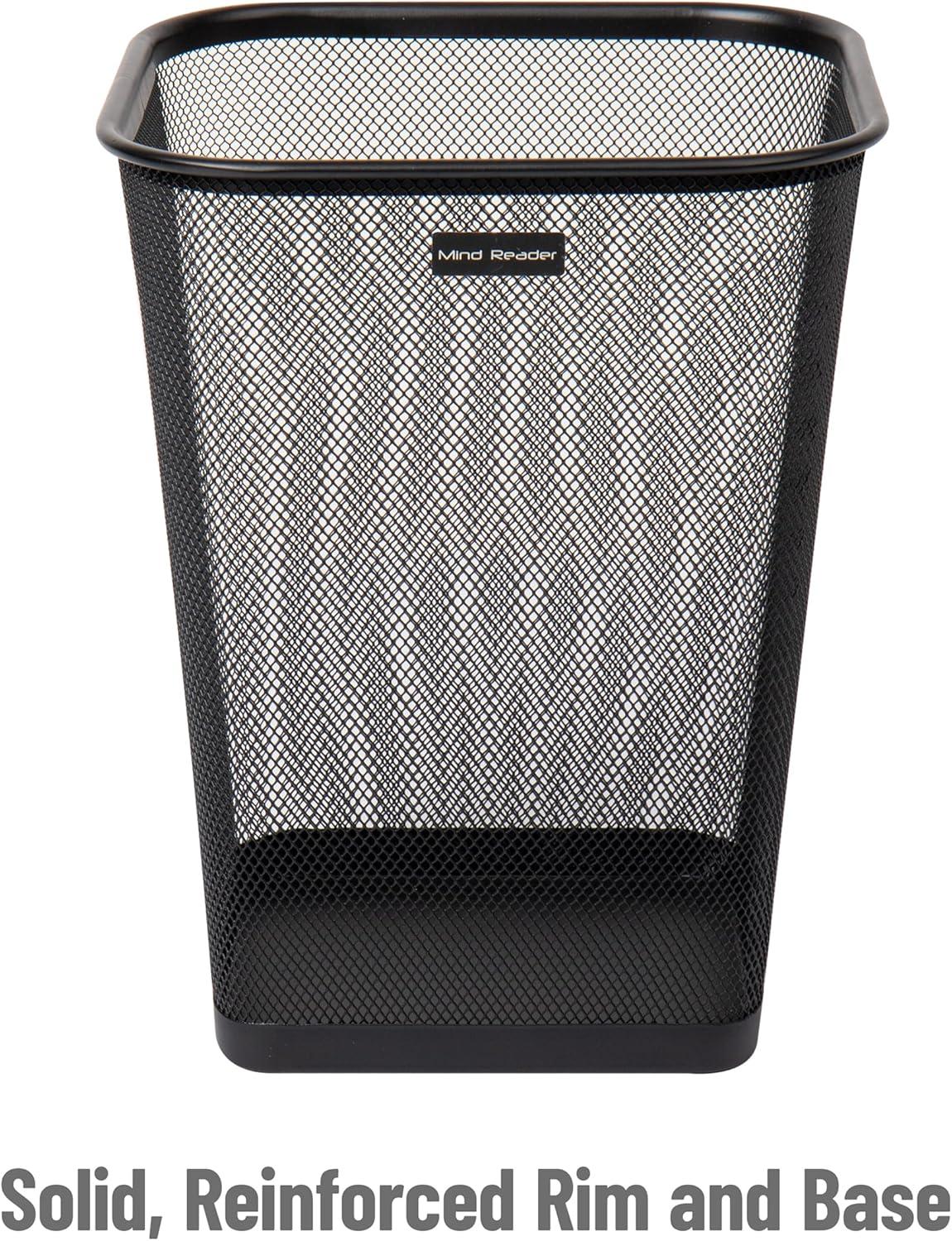 Mesh Trash Can, Waste Paper Basket, Square, Office, Metal Mesh, 9.75"L x 9.75"W x 12.25"H, 2-Pack