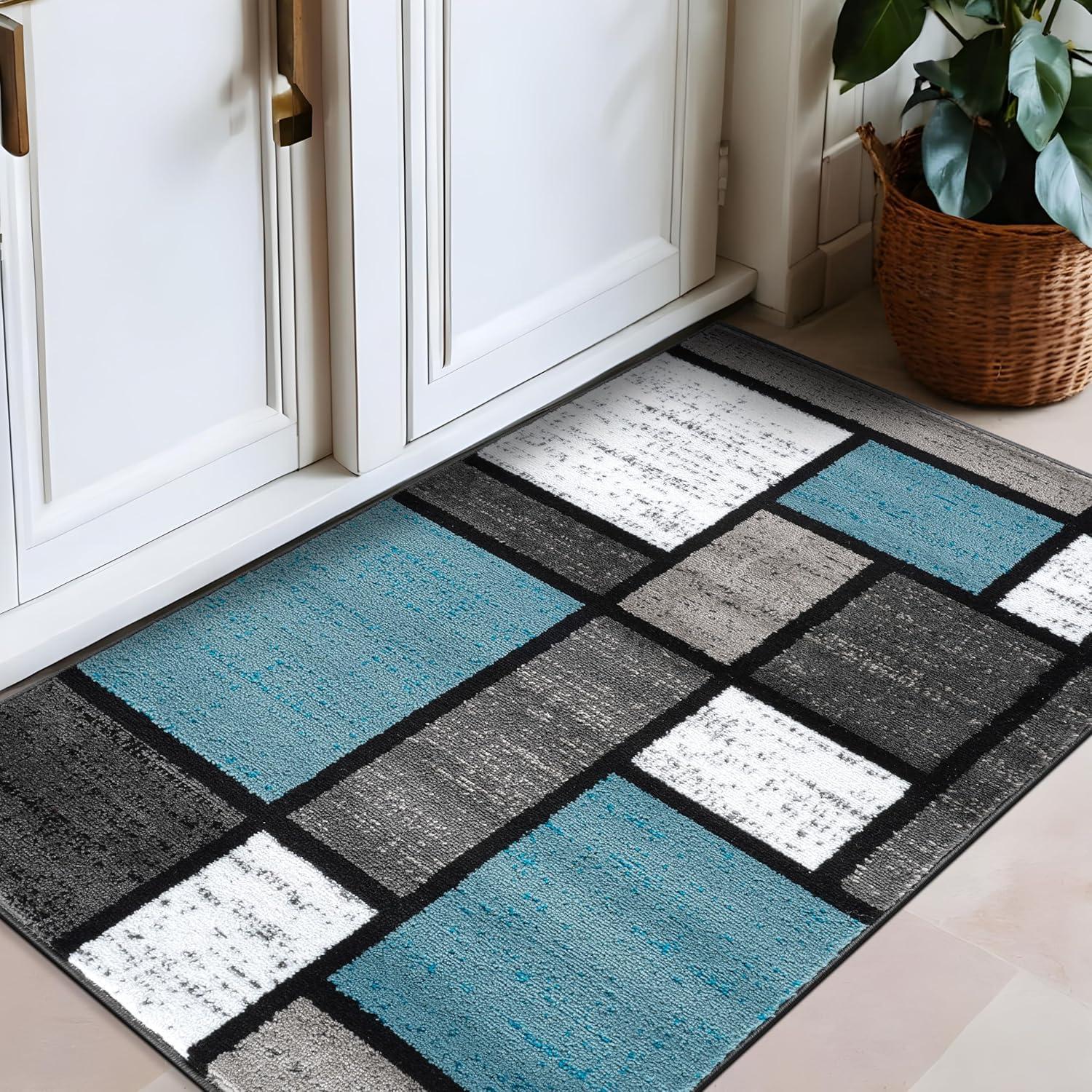 World Rug Gallery Contemporary Modern Boxed Color Block Area Rug