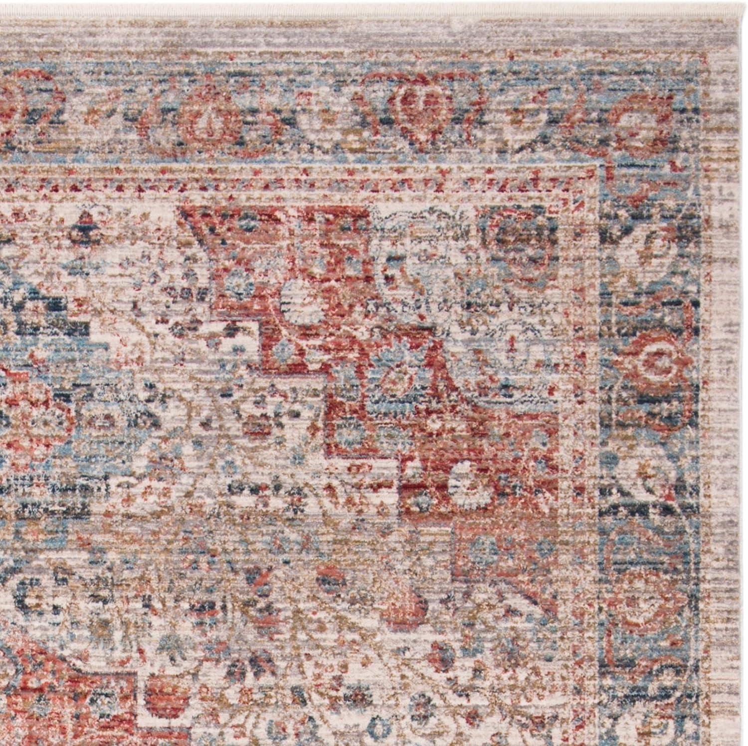 Ivory and Pink 10' x 14' Synthetic Medallion Rug