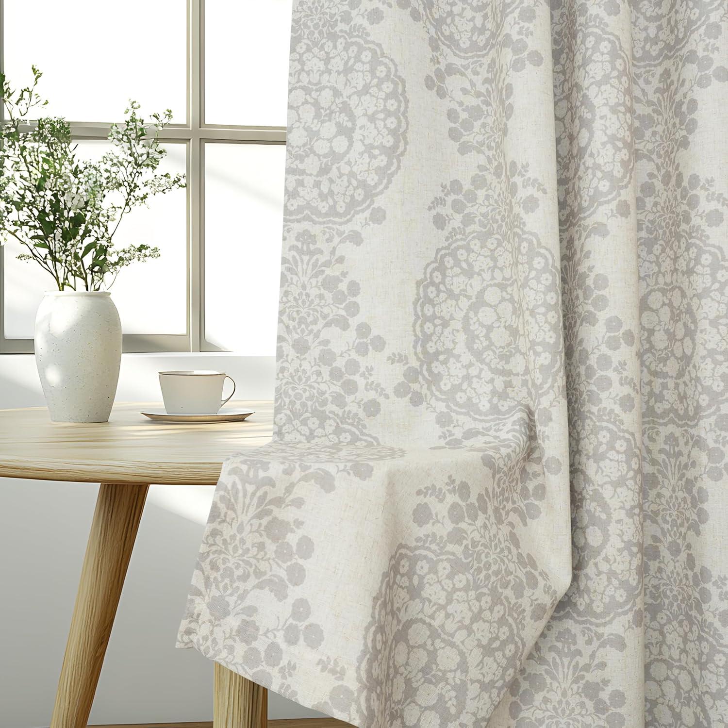 Silver Medallion Thermal Insulated Linen Blend Window Panels
