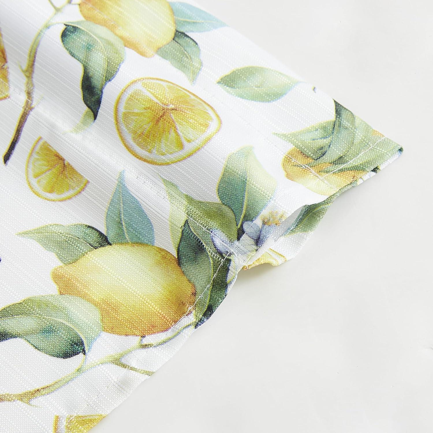 RT Designer's Collection Tribeca Lemons Printed 3 Pieces Kitchen Curtain Set Includes 1 Valance 52" x 18" and 2 Tiers 26" x 36" Each Multi Color