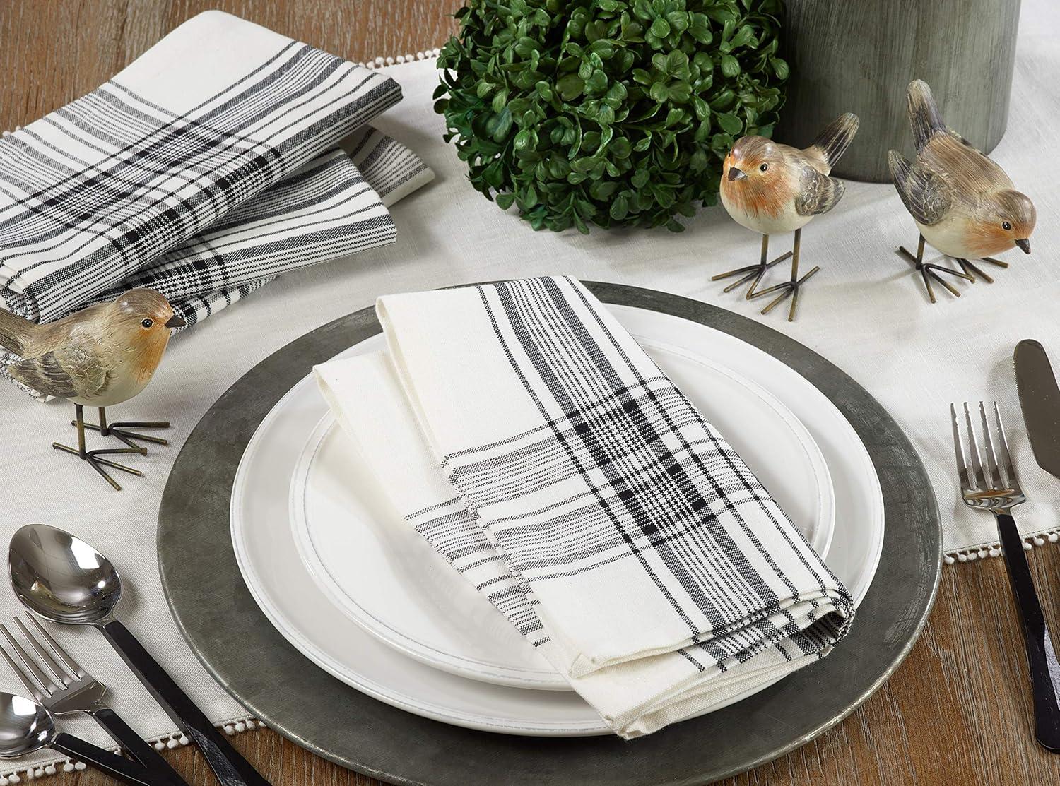 Saro Lifestyle Cotton Plaid Design Table Napkins