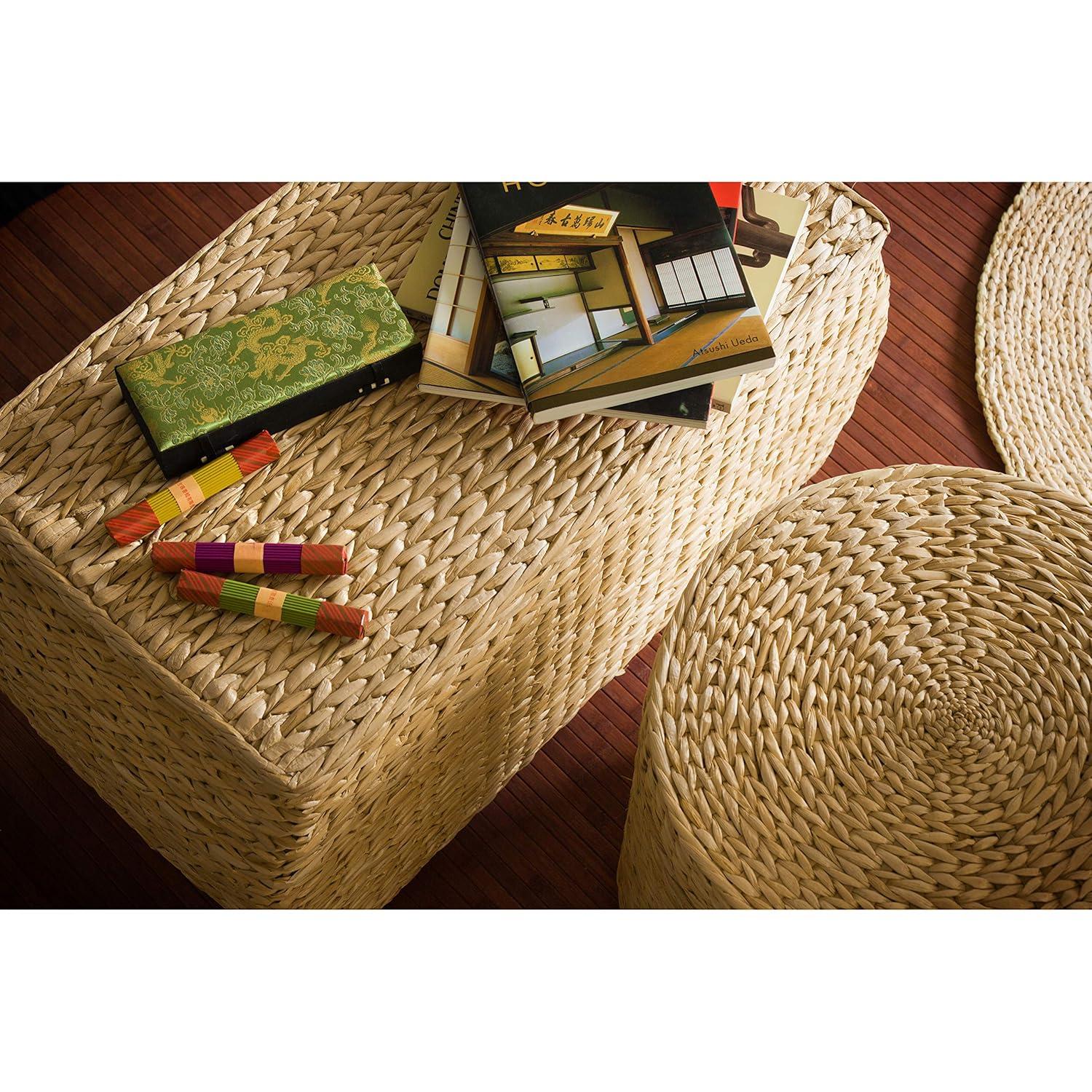 Oriental Furniture Woven Rush Grass Fiber Storage Box - Natural
