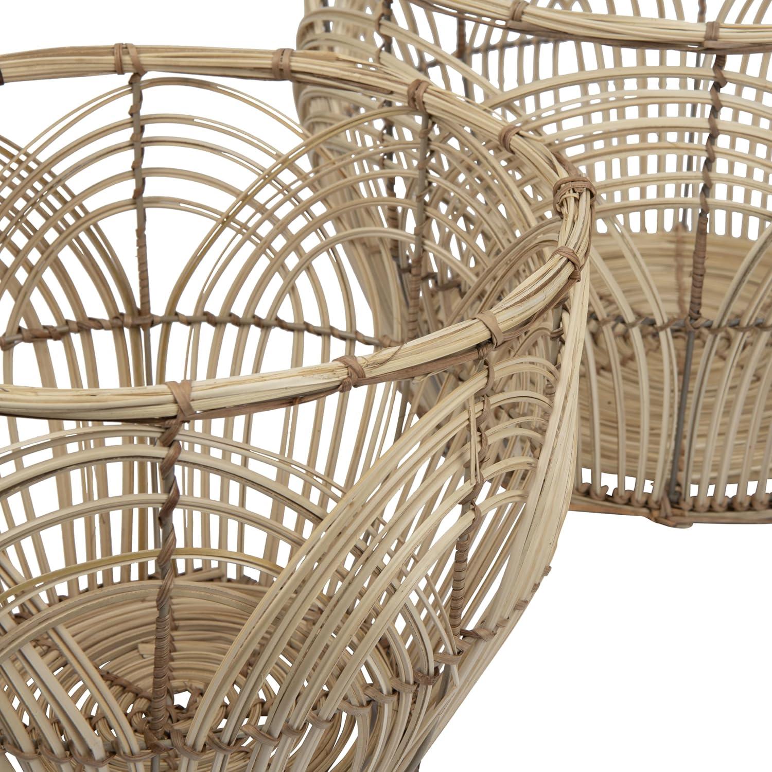 Sprinkle & Bloom Beige Rattan Decorative Basket - Set of 2