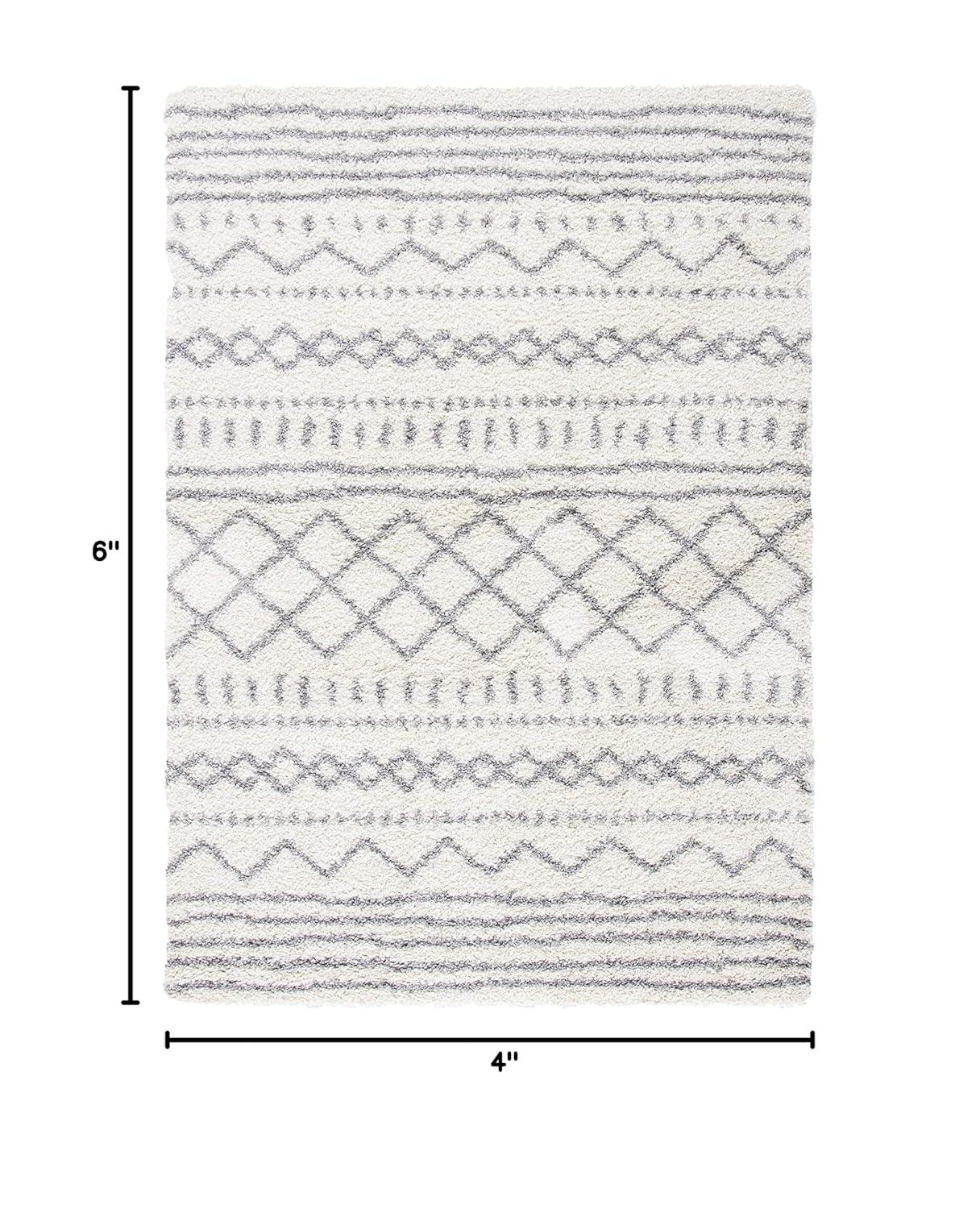 SAFAVIEH Arizona Teagan Geometric Shag Area Rug, Ivory/Grey, 4' x 6'