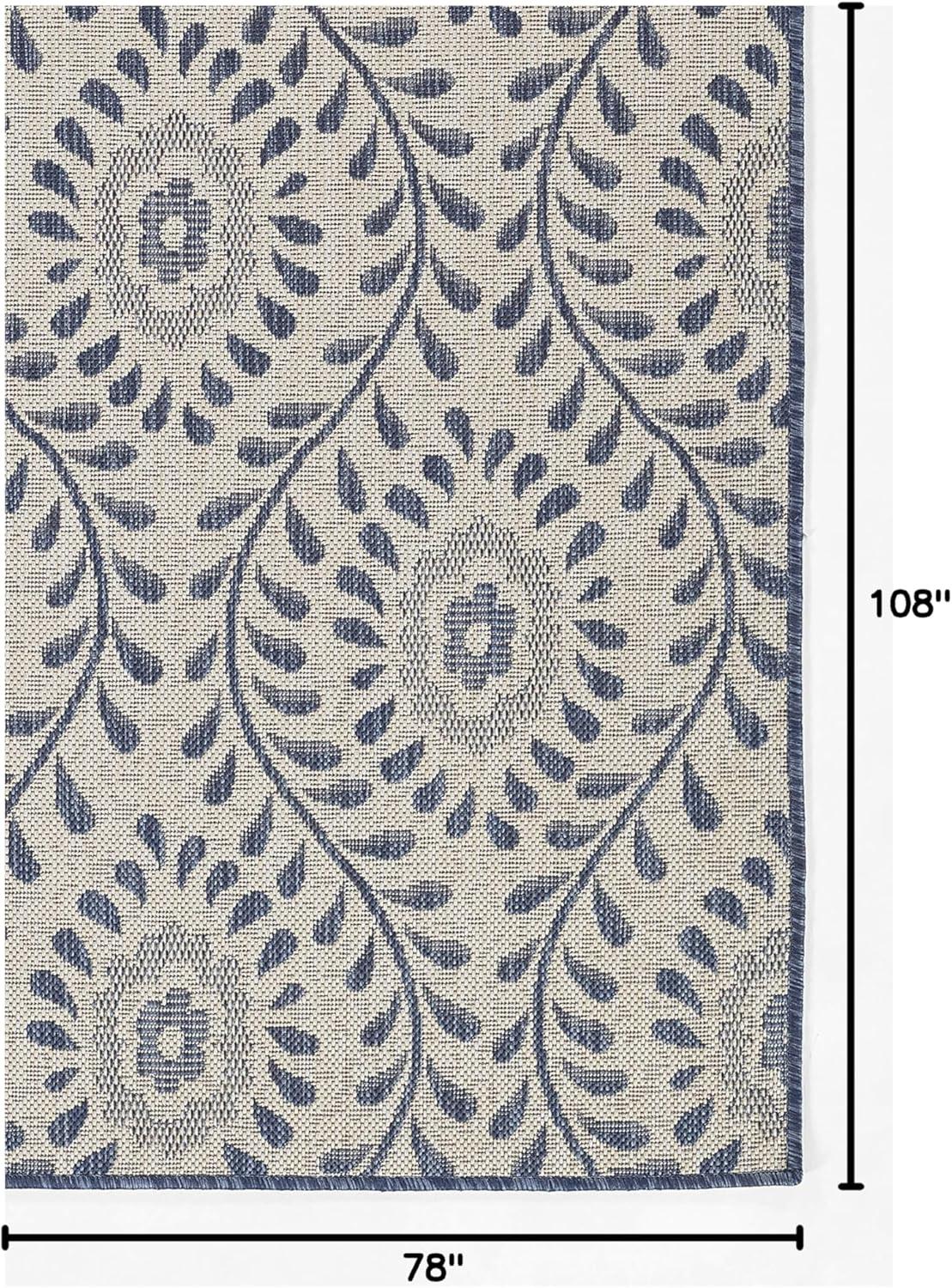 Momeni Riviera Transitional Blue Indoor Outdoor Rug 6'6" X 9'