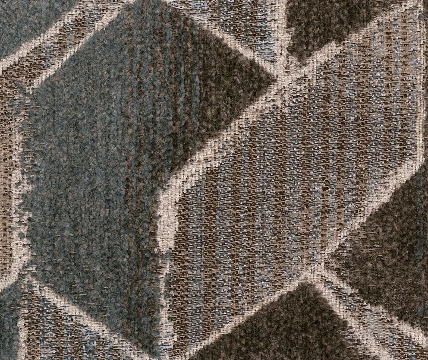 Nutmeg Fabric Sofa Chaise with Flared Arms and Ottoman