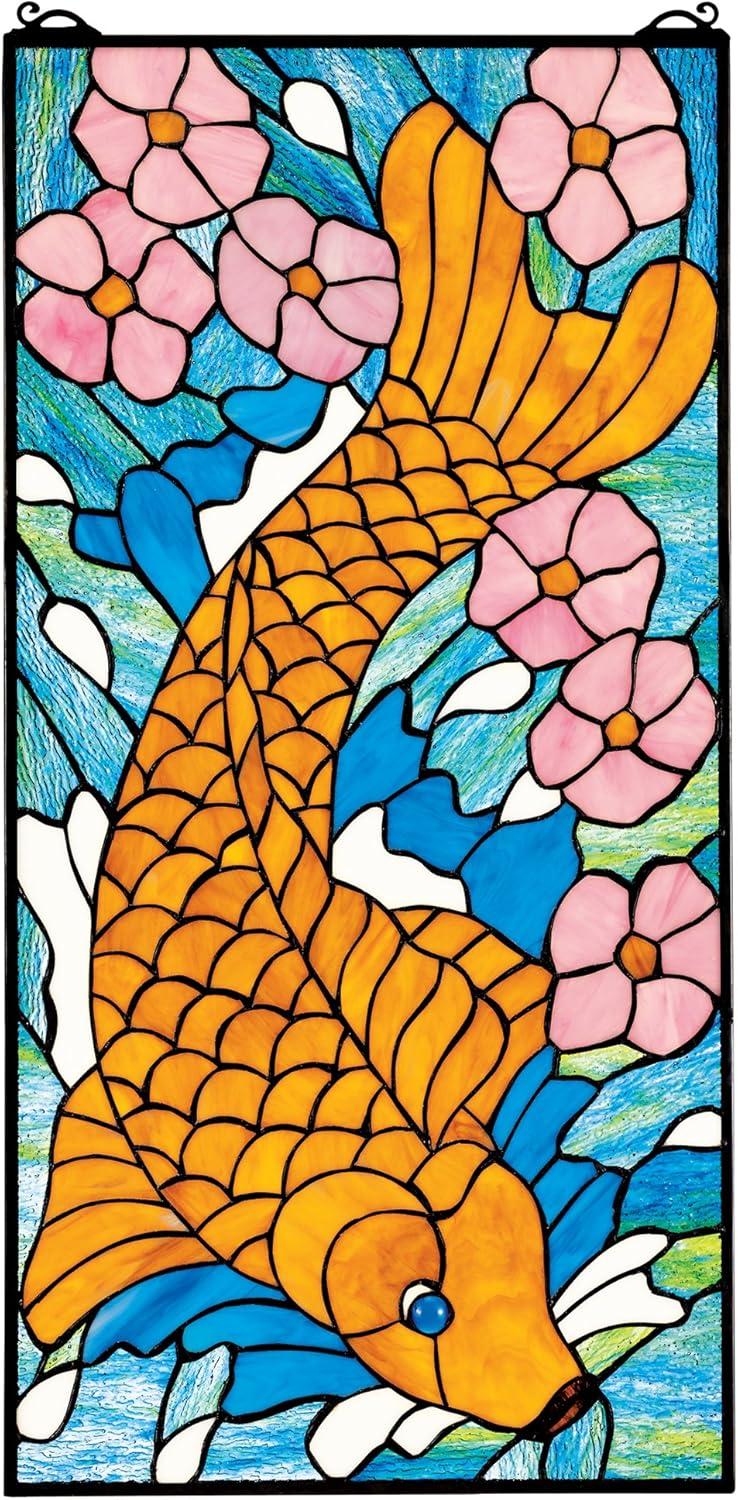 Design Toscano Asian Koi Stained Glass Window Panel