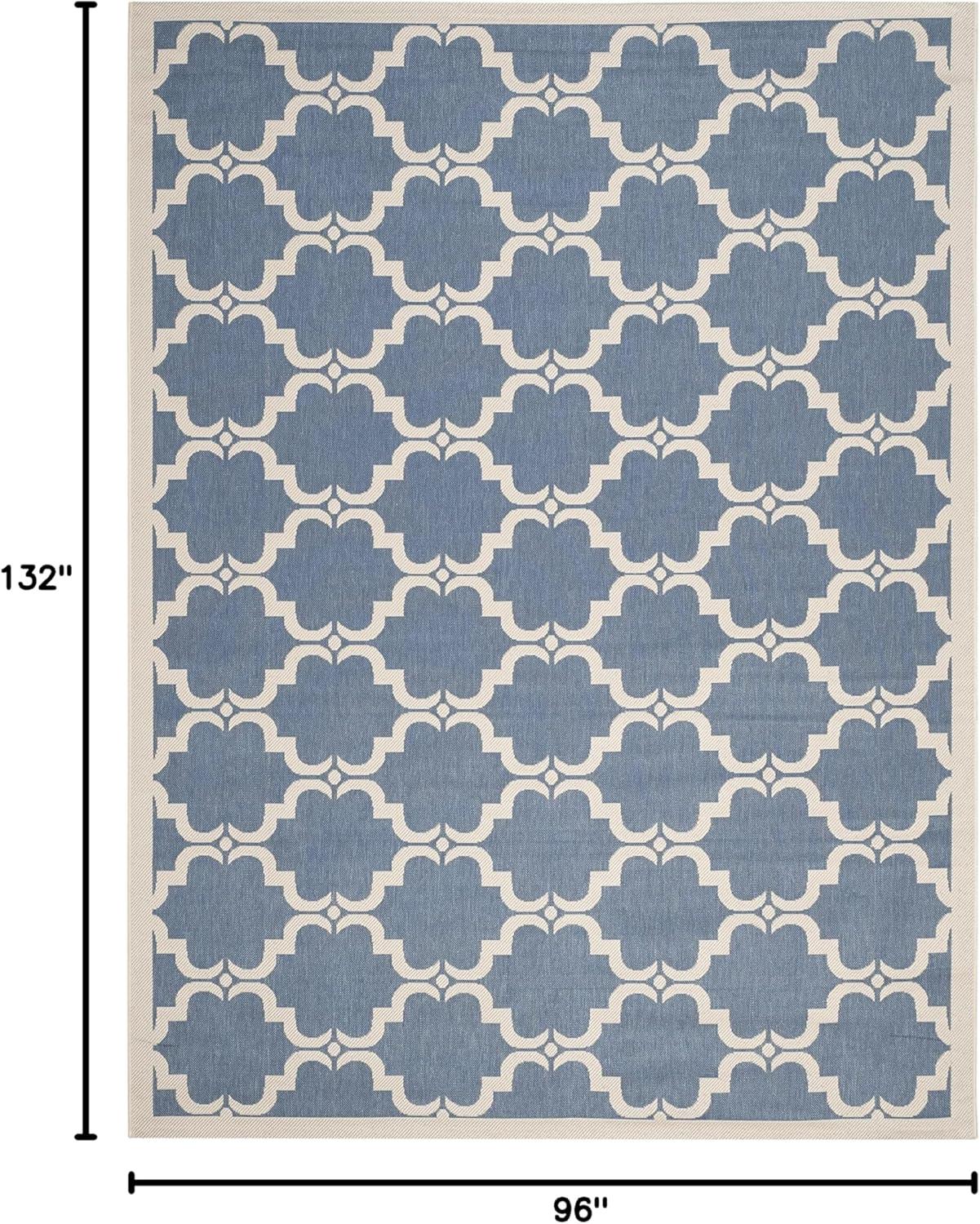 SAFAVIEH Courtyard Estelle Geometric Indoor/Outdoor Area Rug, Blue/Beige, 8' x 11'