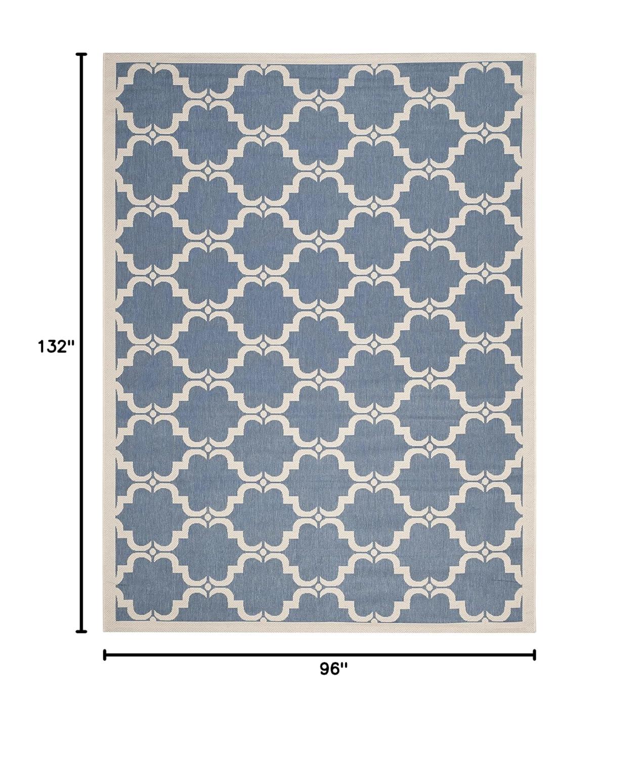 SAFAVIEH Courtyard Estelle Geometric Indoor/Outdoor Area Rug, Blue/Beige, 8' x 11'