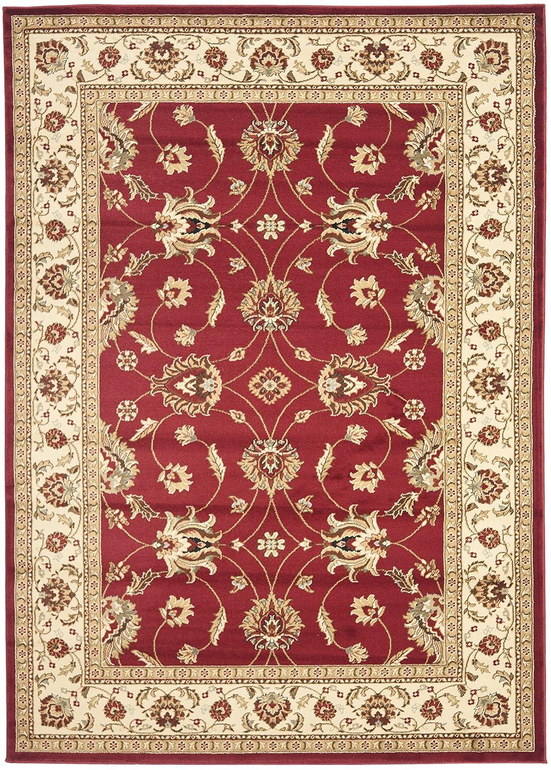 Lyndhurst LNH553 Power Loomed Area Rug - Red/Ivory - 6'7"x9'6" - Safavieh