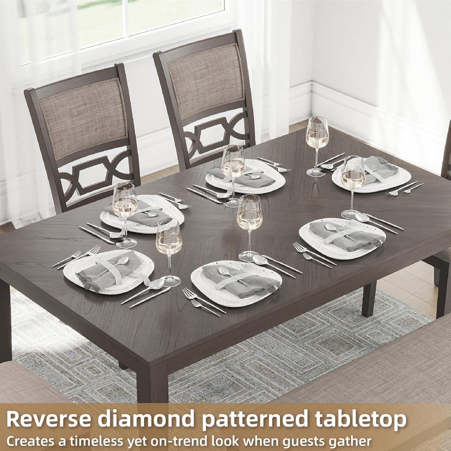 Gray Transitional Rectangular Dining Table Set with 4 Chairs