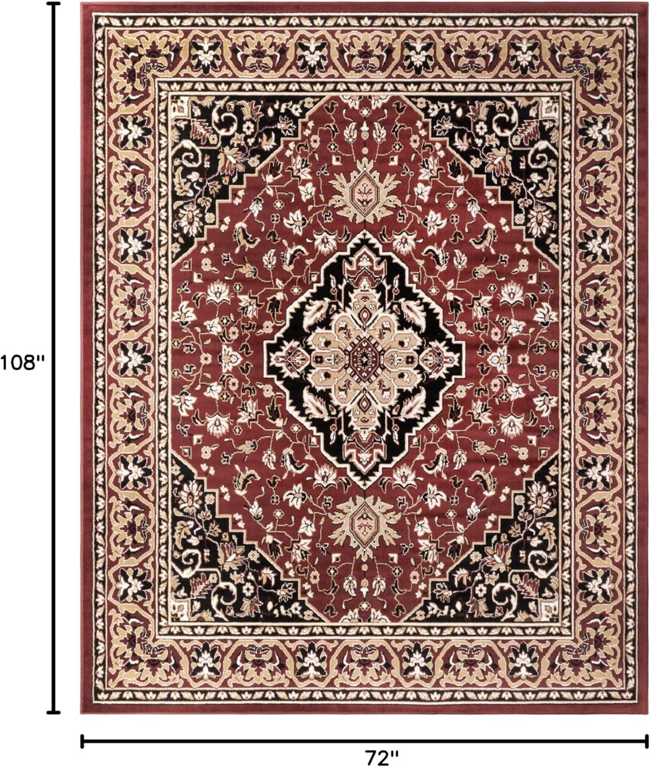 Red 6' x 9' Synthetic Medallion Area Rug