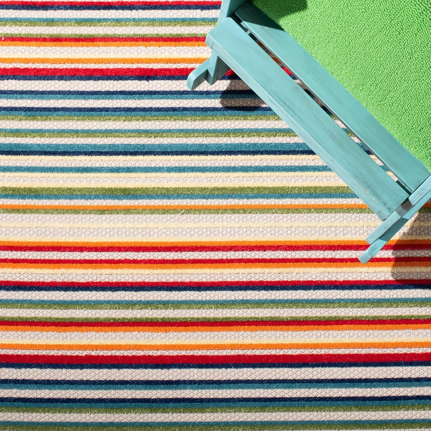 SAFAVIEH Cabana Fedelma Striped Indoor/Outdoor Area Rug, Ivory/Green, 3' x 5'