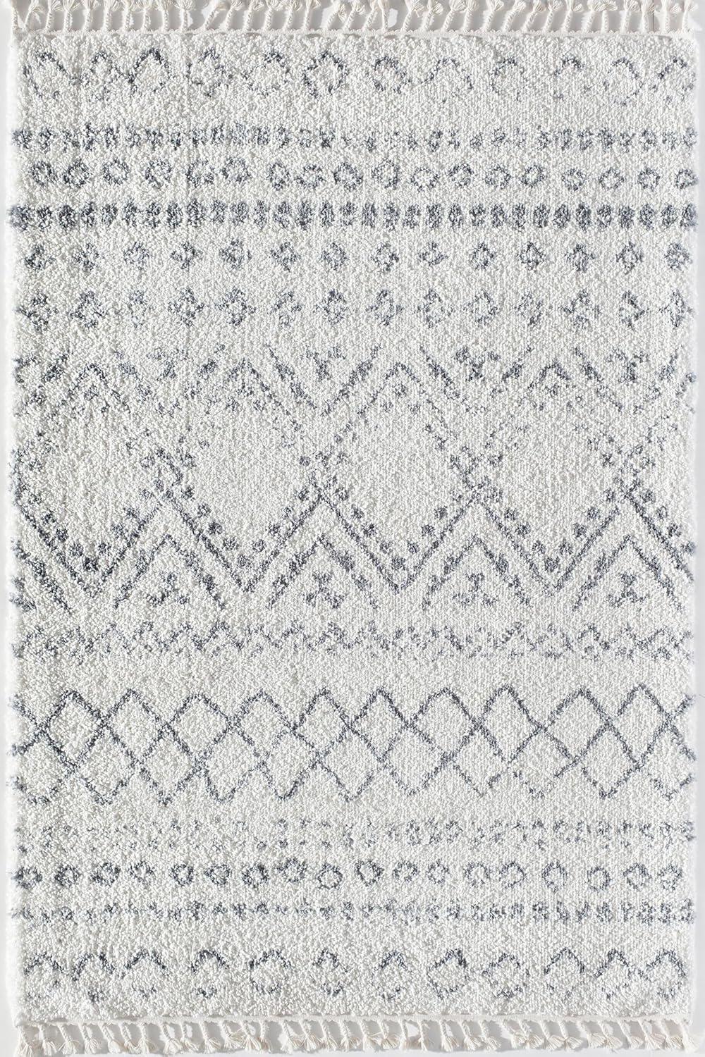 Silla Mason Shag Tribal Shadow Gray Area Rug