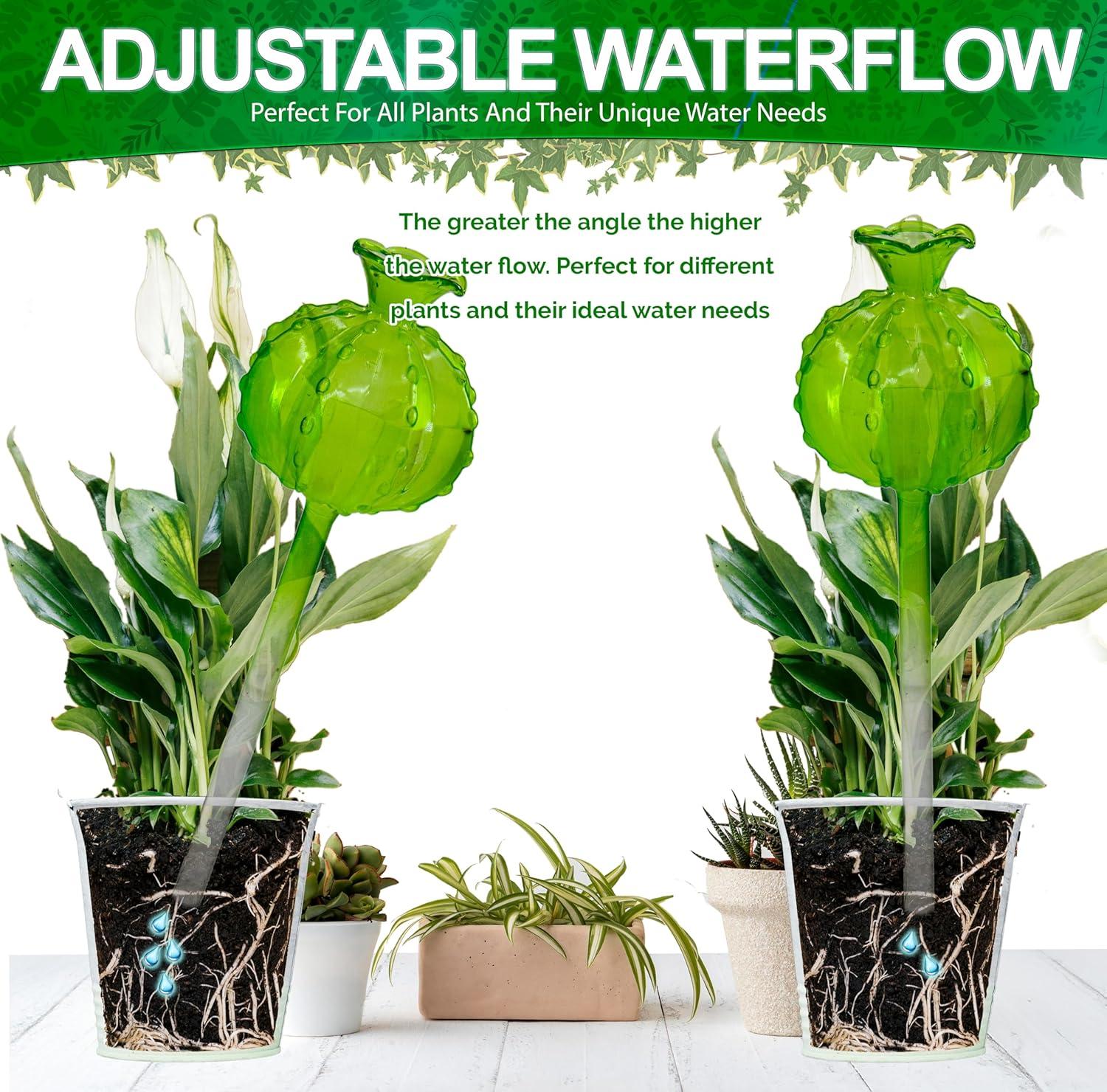 Large Multicolor Hand Blown Glass Plant Watering Globes Set