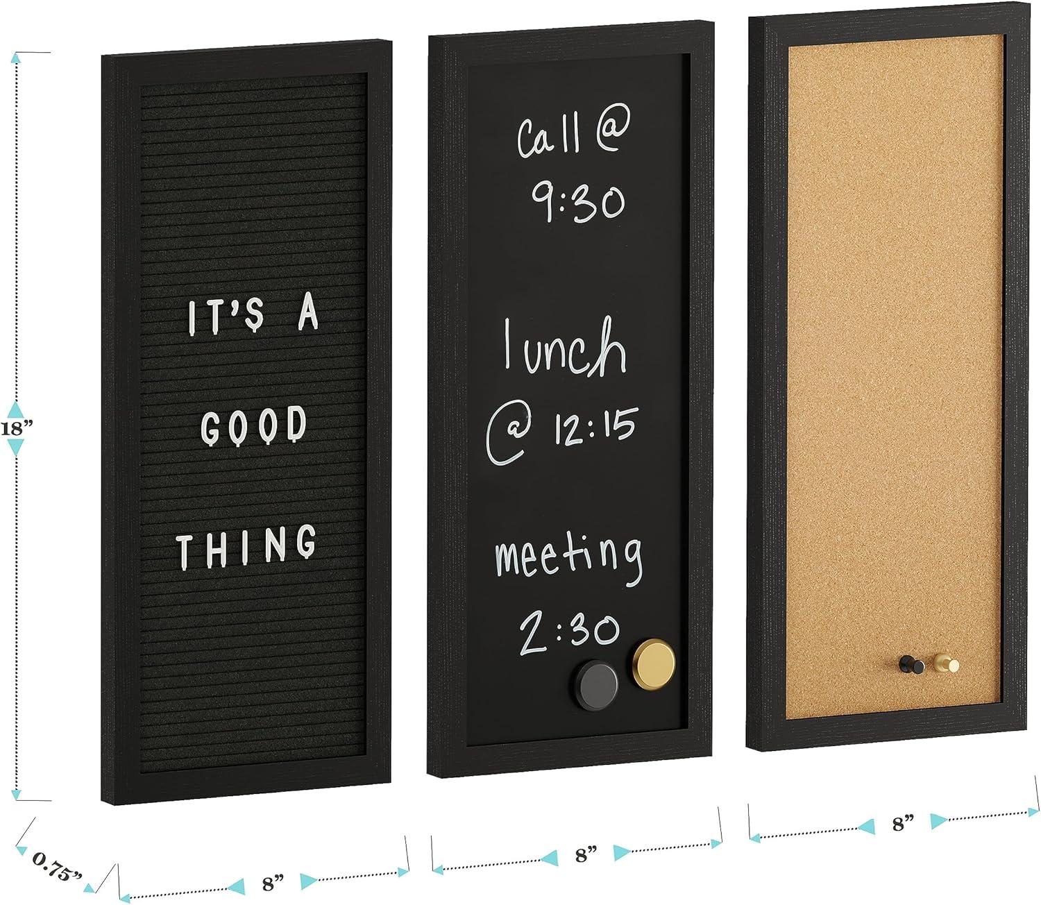 Thomas Martha Stewart Cork Board, Chalk Board, Letter Board Set with Included Push Pins, Magnets, Liquid Chalk