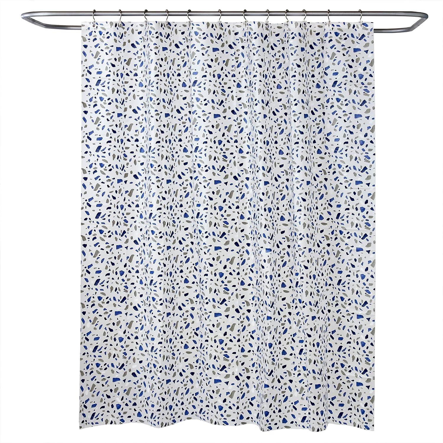 Terrazzo Blue and Gray PEVA Shower Curtain